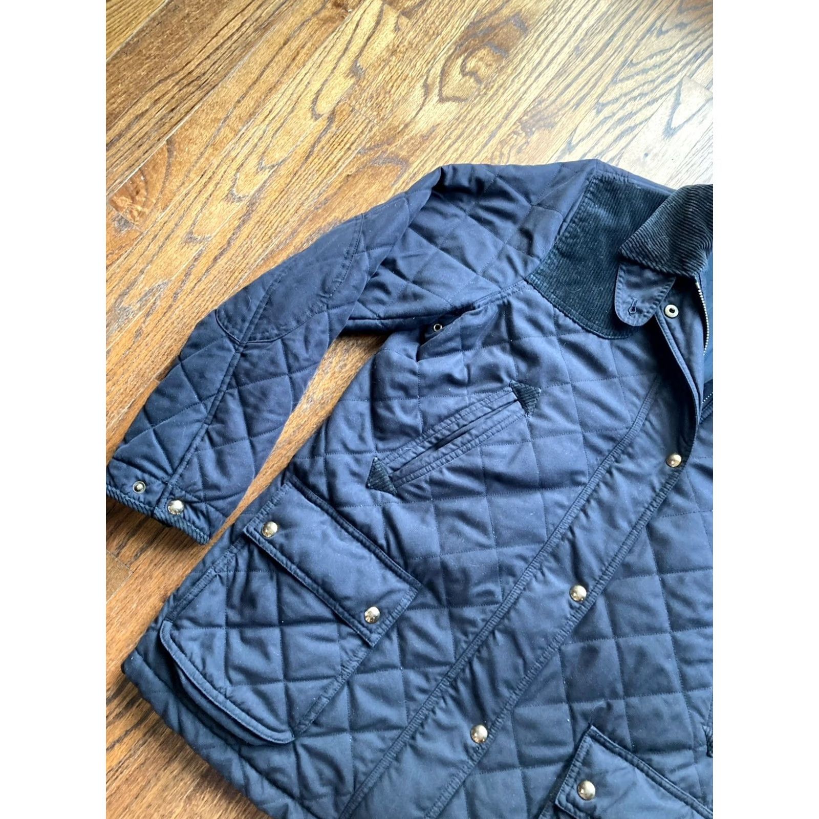 Ralph Lauren Lauren Ralph Lauren Jacket Womens Large Black Equestrian Quilted Corduroy Collar Size L / US 10 / IT 46 - 2 Thumbnail