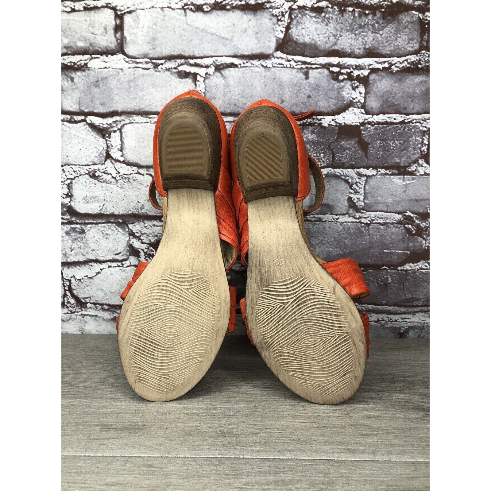 Other Miz Mooz Cassie Orange Leather Ankle Strap Heeled Sandals Wo Size US 8.5 / IT 38.5 - 14 Thumbnail
