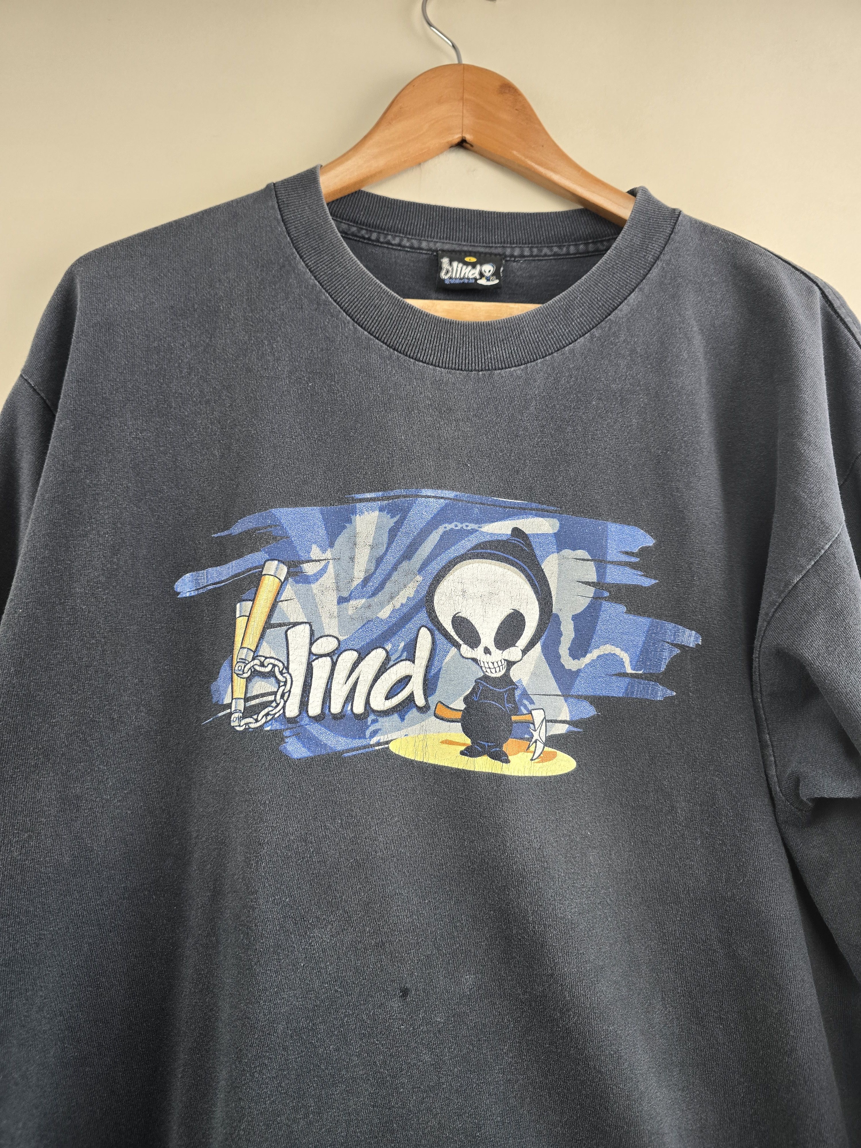 Blind Skateboards × Hook-Ups × Vintage 90s Blind Skateboards Reaper Long-sleeved L 22" 29" Size US L / EU 52-54 / 3 - 3 Thumbnail