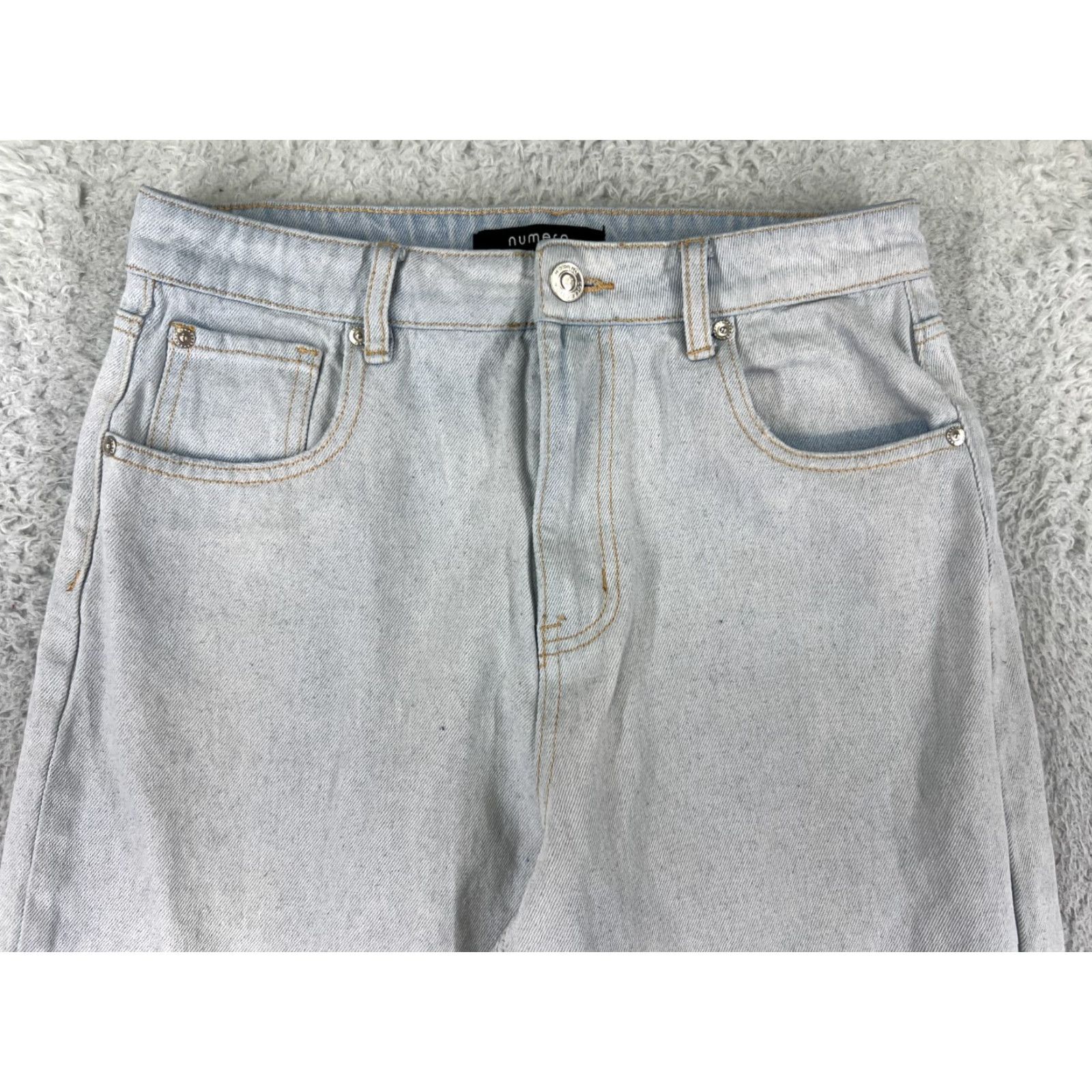 Vintage Numero Jeans Womens 29 Blue Denim Wide-Leg Light Wash Cotton Blend 25x30 Regular 5-Pocket Design Mens? Size 29" - 7 Thumbnail
