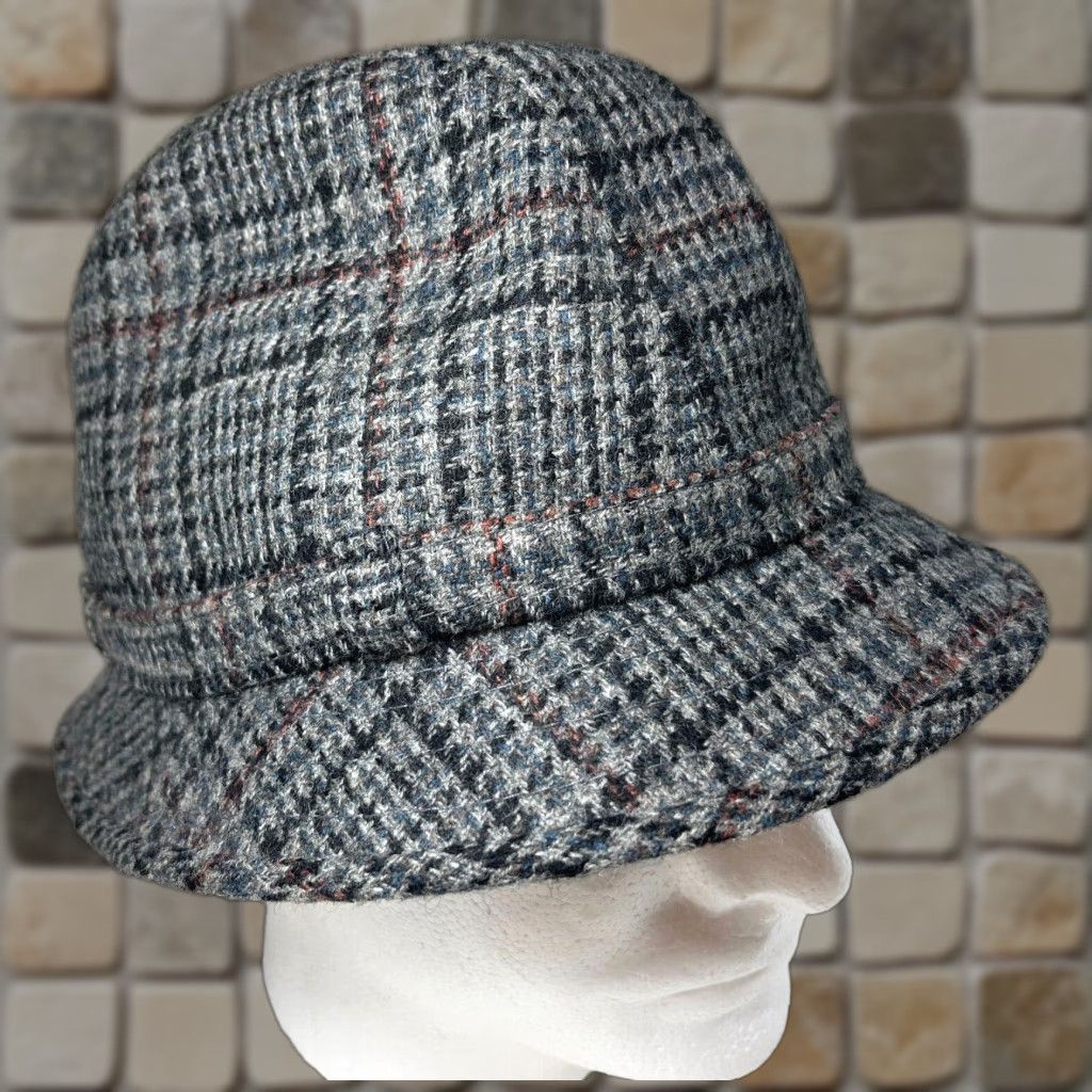 Vintage VINTAGE The Edinburgh Woollen Mill Men’s Fedora Hat Plaid Wool Made in UK Medium Gray Mens Fedora Hat Size ONE SIZE - 1 Thumbnail
