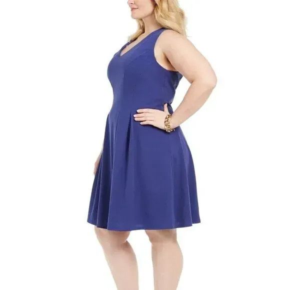 Other Teeze Me Juniors' Plus Double V-Neck Fit & Flare Dress, Coba Size 3XL / US 20-22 - 2 Thumbnail
