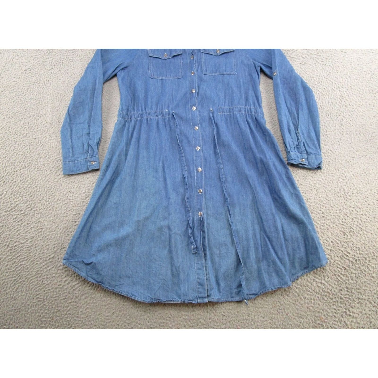 Denime Ninexis Blue Denim Button Front Cinch Waist Midi Shirt Dress Size M Western Size M / US 6-8 / IT 42-44 - 2 Thumbnail