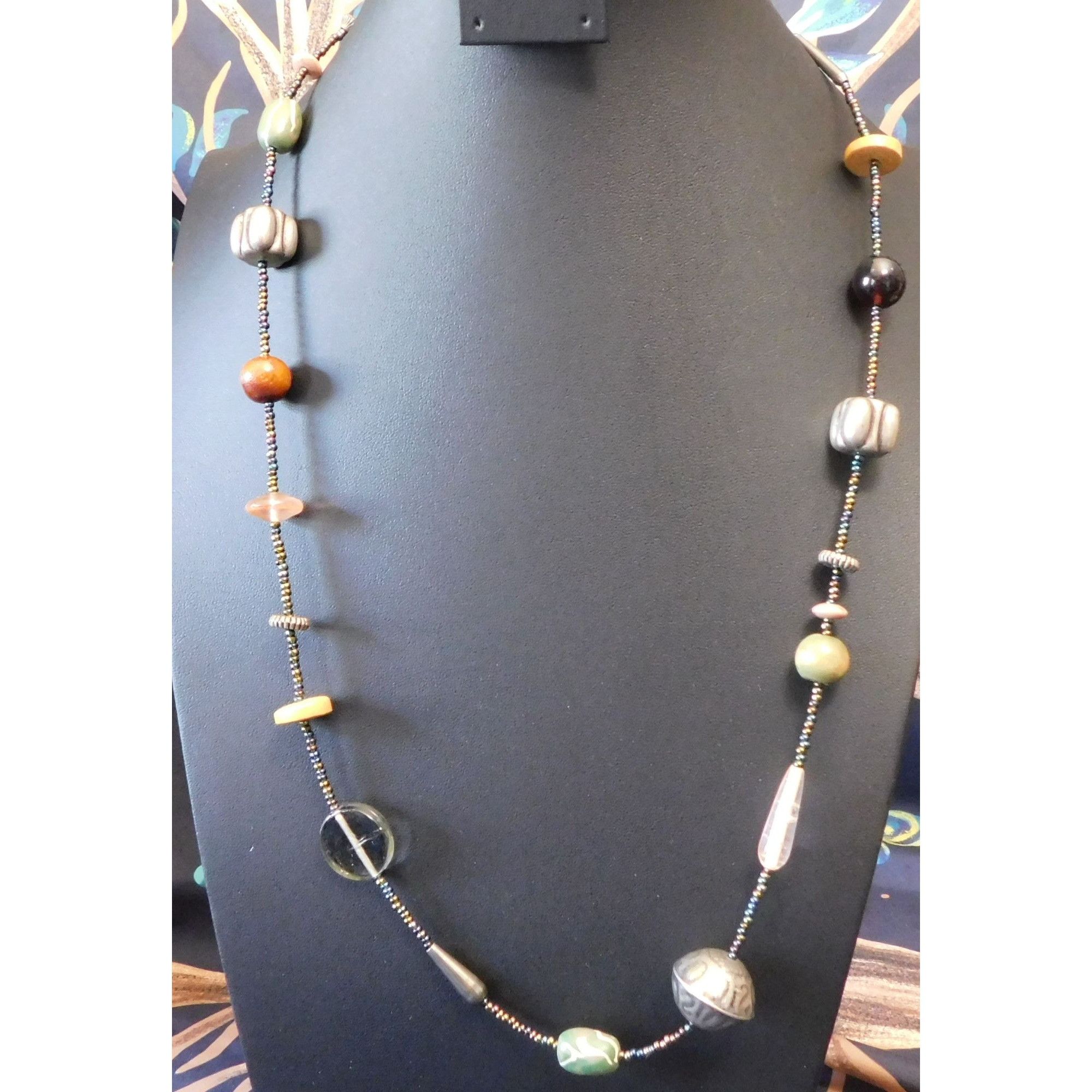 Other Retro Mixed Media Nature Inspired Beaded Station Necklace Size ONE SIZE - 2 Thumbnail