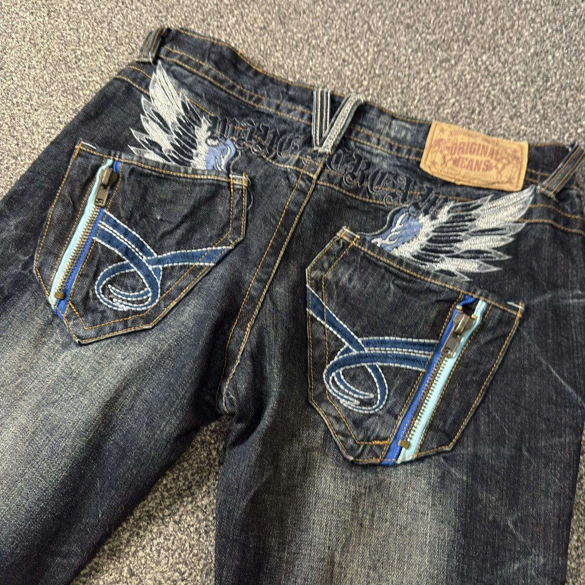 Le Grande Bleu (L.G.B.) 🇯🇵 Flared Affliction Distressed Whisker Embroidered Wings Size US 32 / EU 48 - 10 Thumbnail