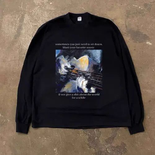 VIBE Hip Hop Street Oil Painting Print Long Sleeve T-Shirt Size US M / EU 48-50 / 2 - 7 Thumbnail