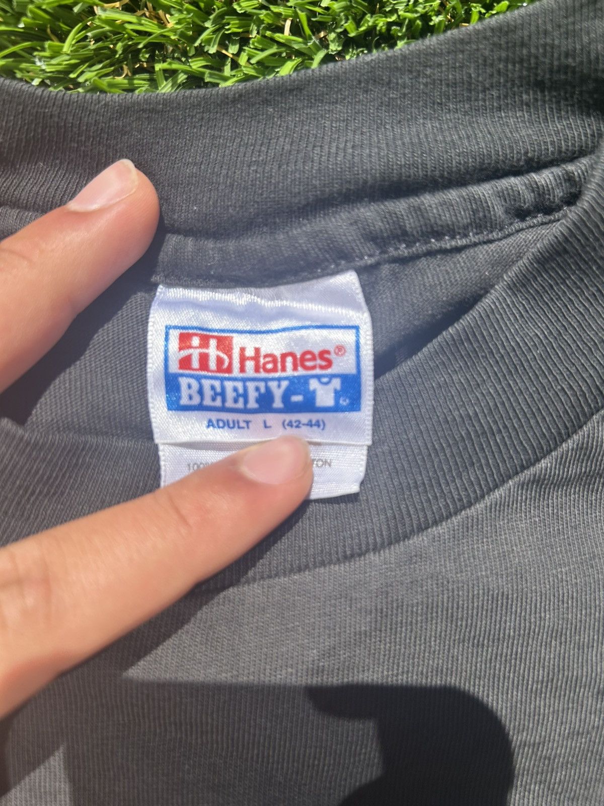 Hanes Large black hanes beefy heavy cotton T-shirt Size US L / EU 52-54 / 3 - 4 Thumbnail