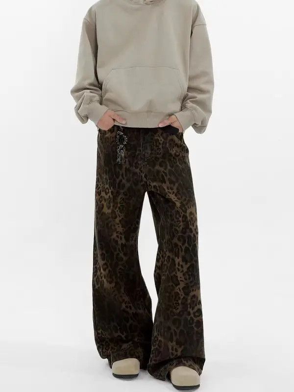 VIBE Vintage High Street Hip Hop Leopard Print Wide Leg Jeans Size US 32 / EU 48 - 1 Thumbnail