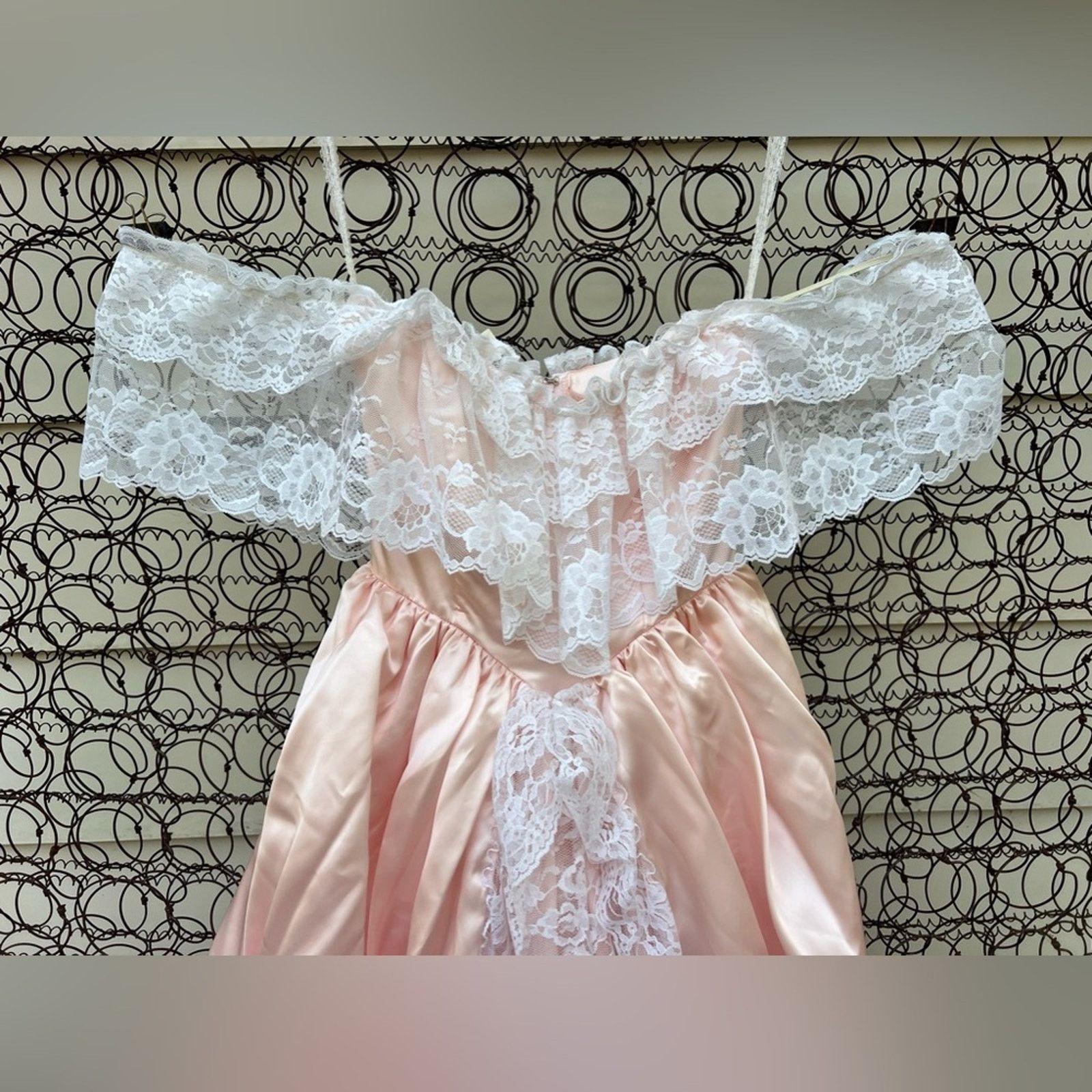 Vintage 80s ZumZum Peach Ruffle Lace Pickups Miss Bo Peep Gown 5/6 Size XS / US 0-2 / IT 36-38 - 4 Thumbnail