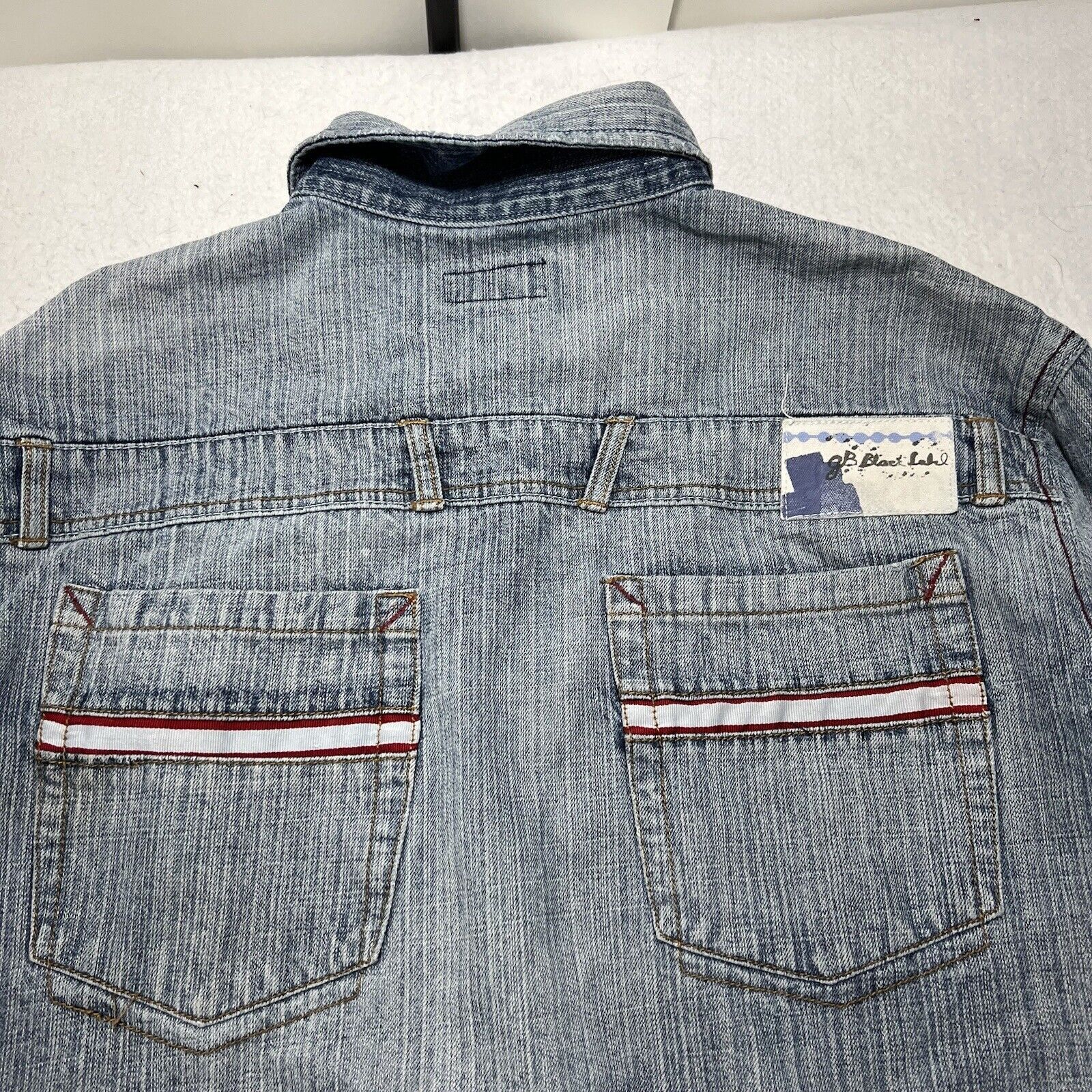 GB GB Black Label Large Jean Jacket Light Blue Distressed Size US L / EU 52-54 / 3 - 10 Thumbnail