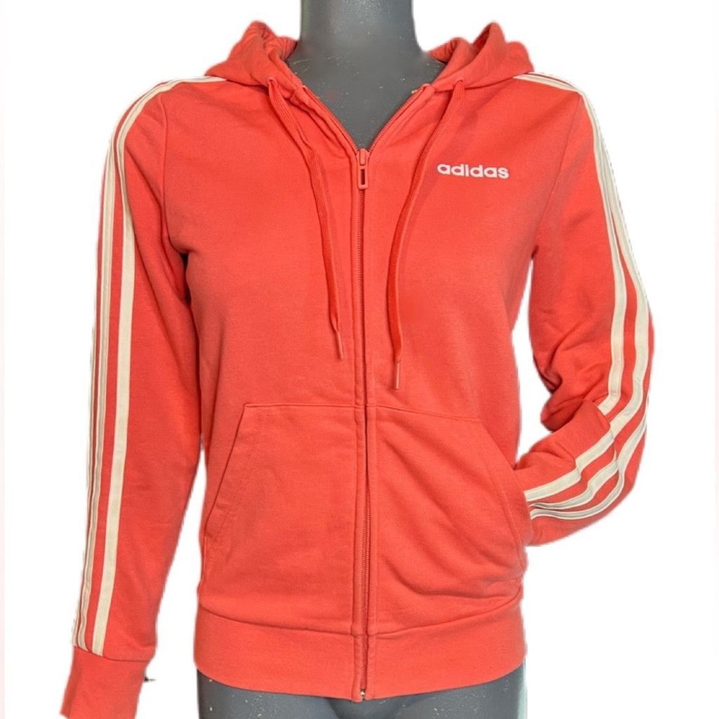 Adidas ADIDAS Women's 3-Stripes Coral/Pink Zip Hoodie XS Size XS / US 0-2 / IT 36-38 - 4 Thumbnail