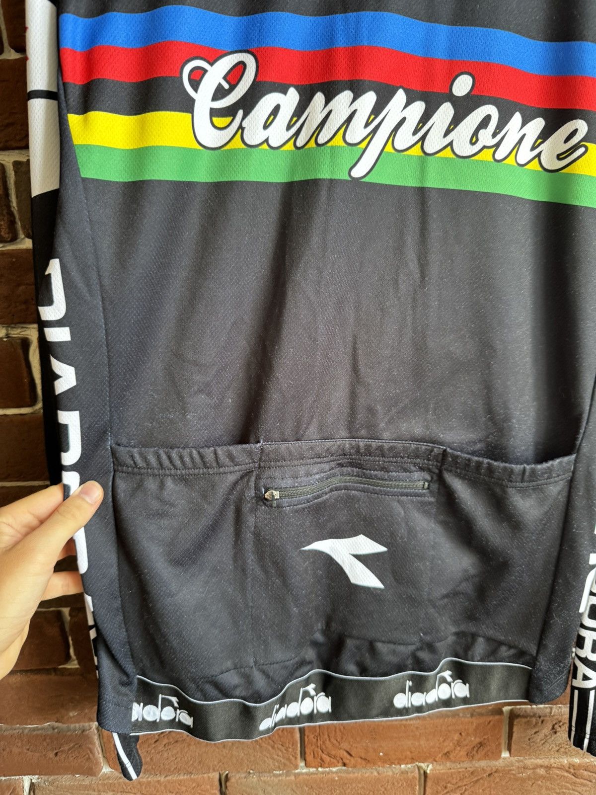 Vintage Vintage Diadora Campione Black Cycling Jersey Longsleeve Size US L / EU 52-54 / 3 - 7 Thumbnail