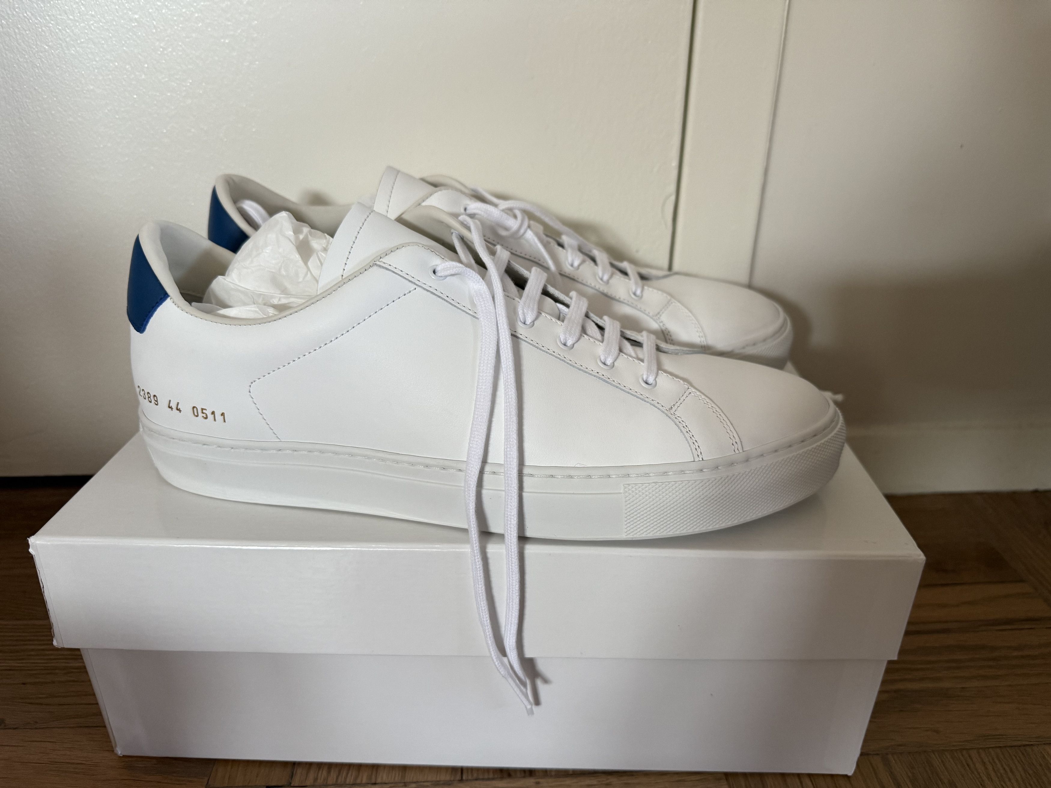 Common Projects Common Project Achilles white retro blue lows leather Size US 11 / EU 44 - 3 Thumbnail