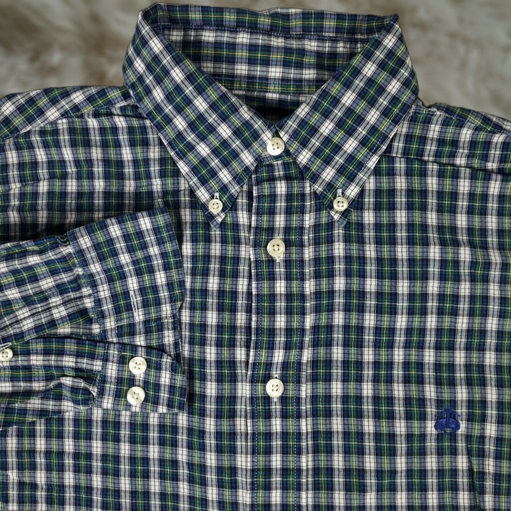 Brooks Brothers Brooks Brothers Shirt Mens M Blue Green Plaid Button Down Dress Shirt Size 40R - 1 Thumbnail