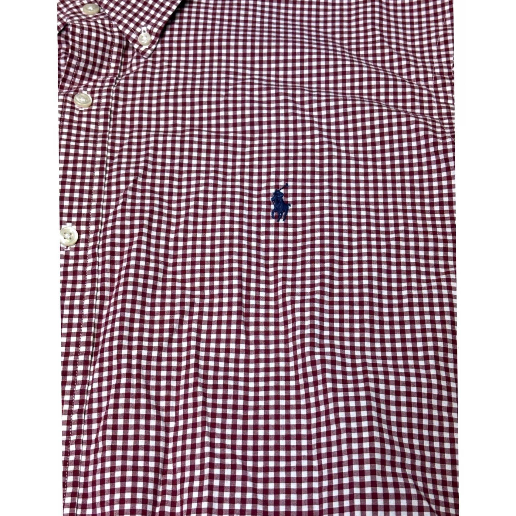 Ralph Lauren Ralph Lauren XXL Burgundy White Gingham Button Down Shirt - Classic Fit, Long Sleeve, Silk Blend Size US XXL / EU 58 / 5 - 2 Thumbnail
