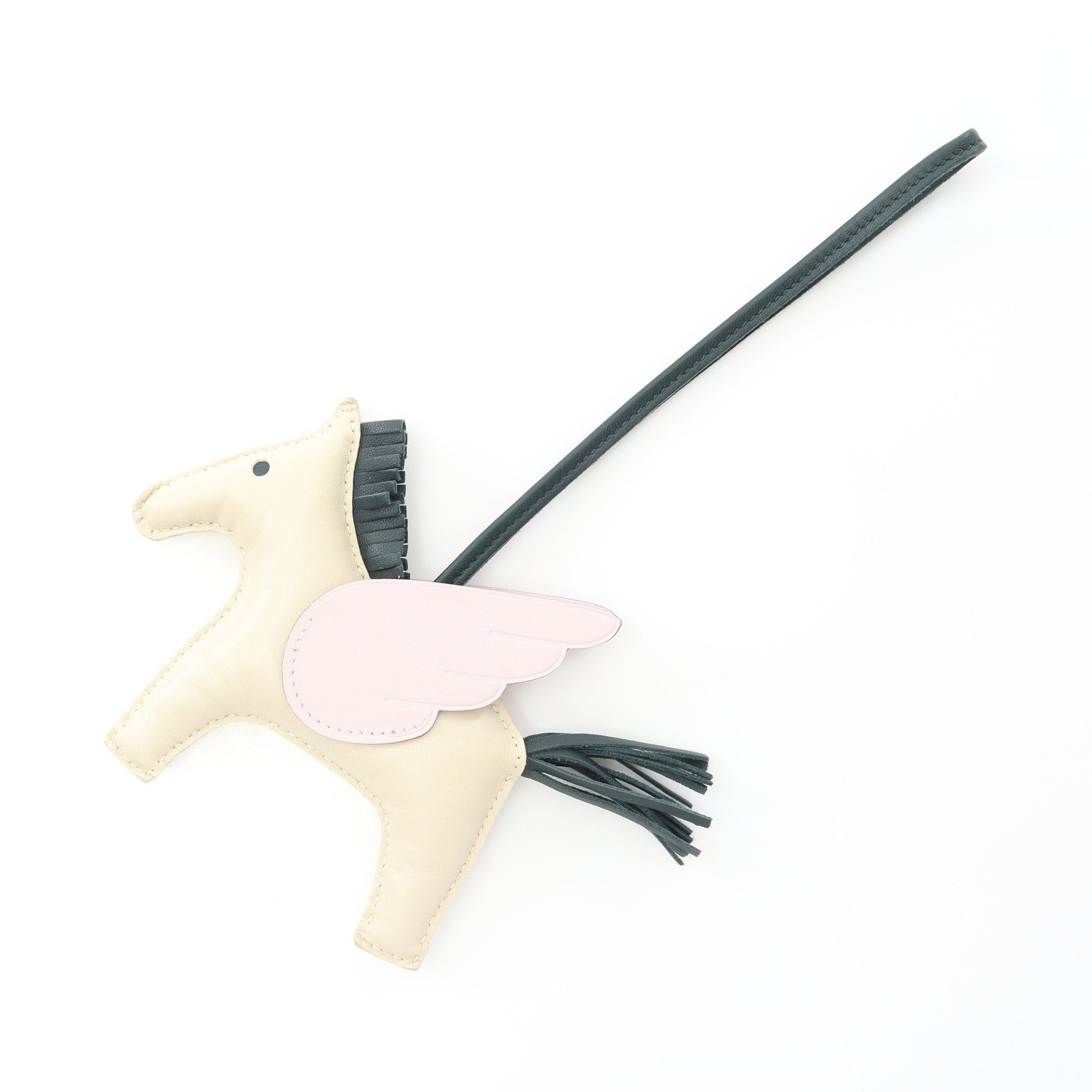 Hermes Hermes Rodeo Pegasus Mm Kure Mauve Pail Vert Chypre Bag Charm Aagneau Veau Swift Off White Light Pink Dark Green U Stamp Size ONE SIZE - 1 Thumbnail