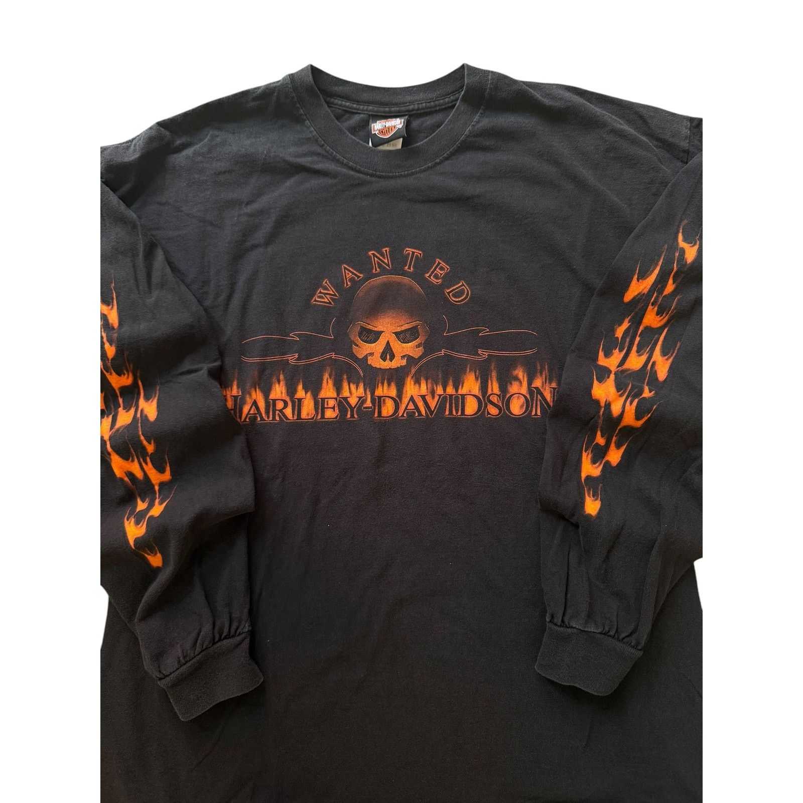 Harley Davidson Vintage Harley Davidson Wanted Skull Flames Long Sleeve Size US XXL / EU 58 / 5 - 3 Thumbnail