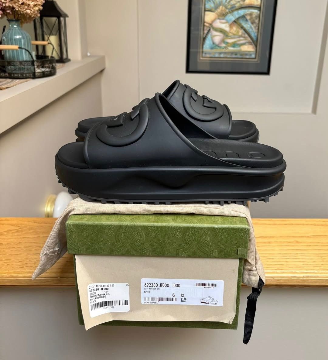 Gucci Gucci Black Retro Interlocking Platform Slides- MSRP $700 Size US 13 / EU 46 - 1 Thumbnail