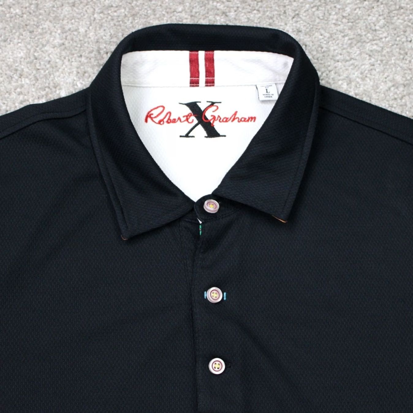 Robert Graham Robert Graham Polo Shirt Mens Large Black/Purple Long Sleeve Size US L / EU 52-54 / 3 - 3 Thumbnail