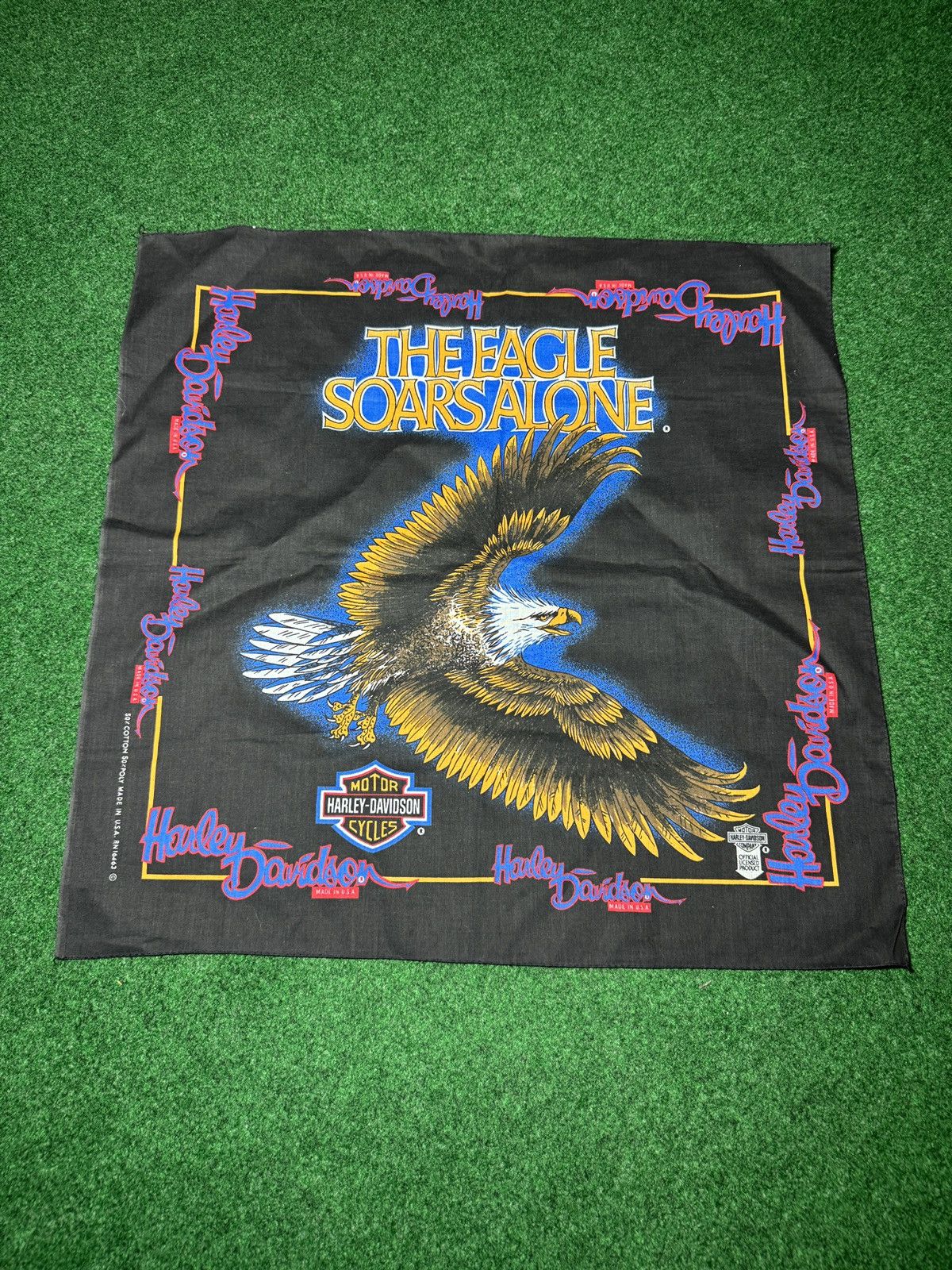Harley Davidson × Vintage Vintage 90s Harley Davidson Eagle Soars Alone Biker Bandana Size ONE SIZE - 1 Thumbnail