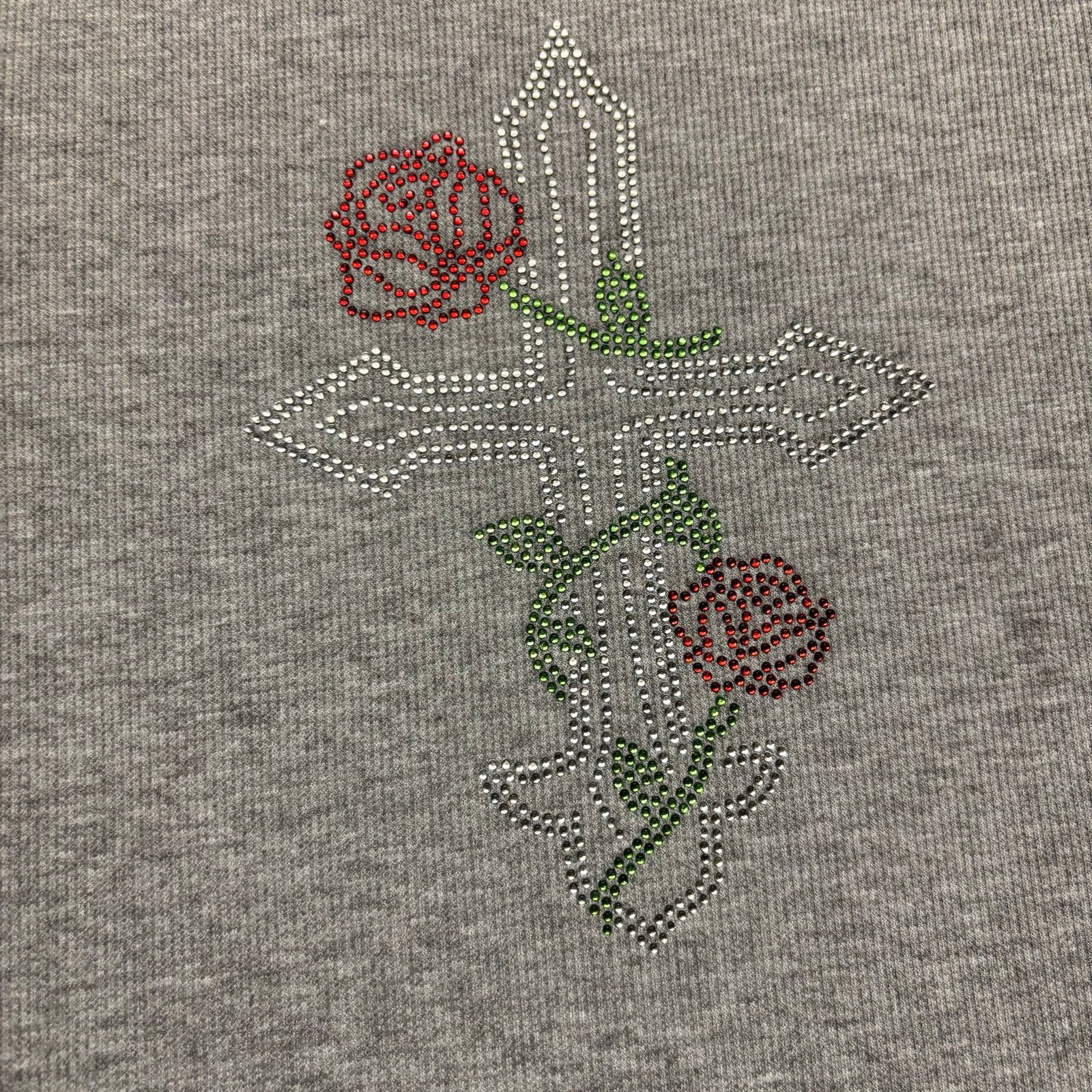 Other Faded Rose Essentials Ribbed Rhinestone Cross Tee Gray Large Size L / US 10 / IT 46 - 9 Thumbnail