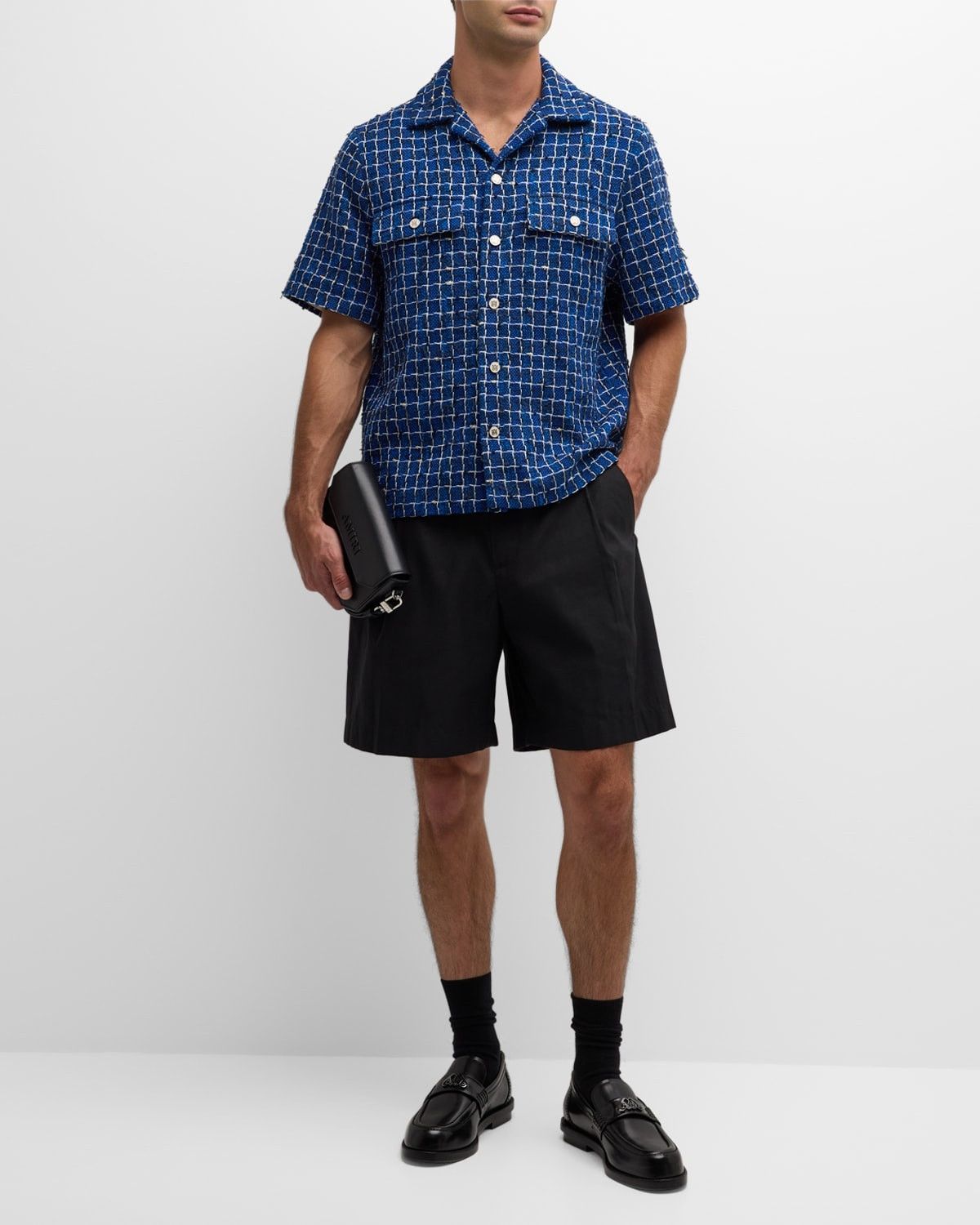 Amiri o1s1wg110625 Boucle Camp Shirt in Blue/White Size US M / EU 48-50 / 2 - 2 Thumbnail