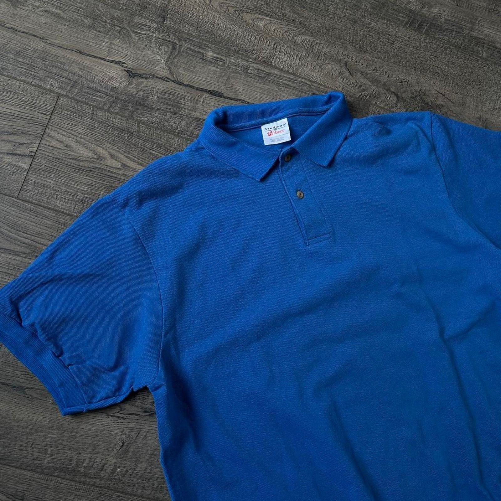 Hanes × Vintage Basic Vintage Y2K Blank Cotton Hanes Polo Collared Shirt Top Size US L / EU 52-54 / 3 - 2 Thumbnail