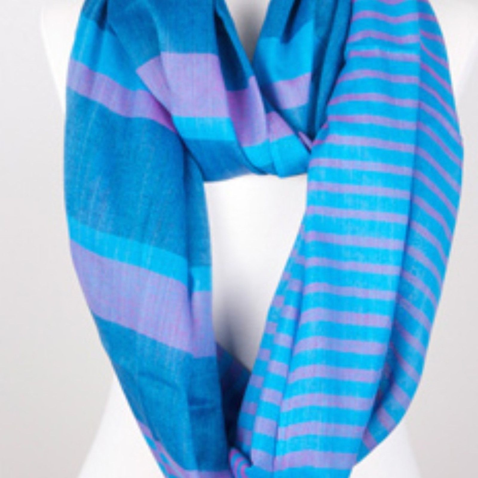 Other NEW NWT Blue Purple Color Block Stripe Cowl Infinity Scarf Size ONE SIZE - 3 Thumbnail