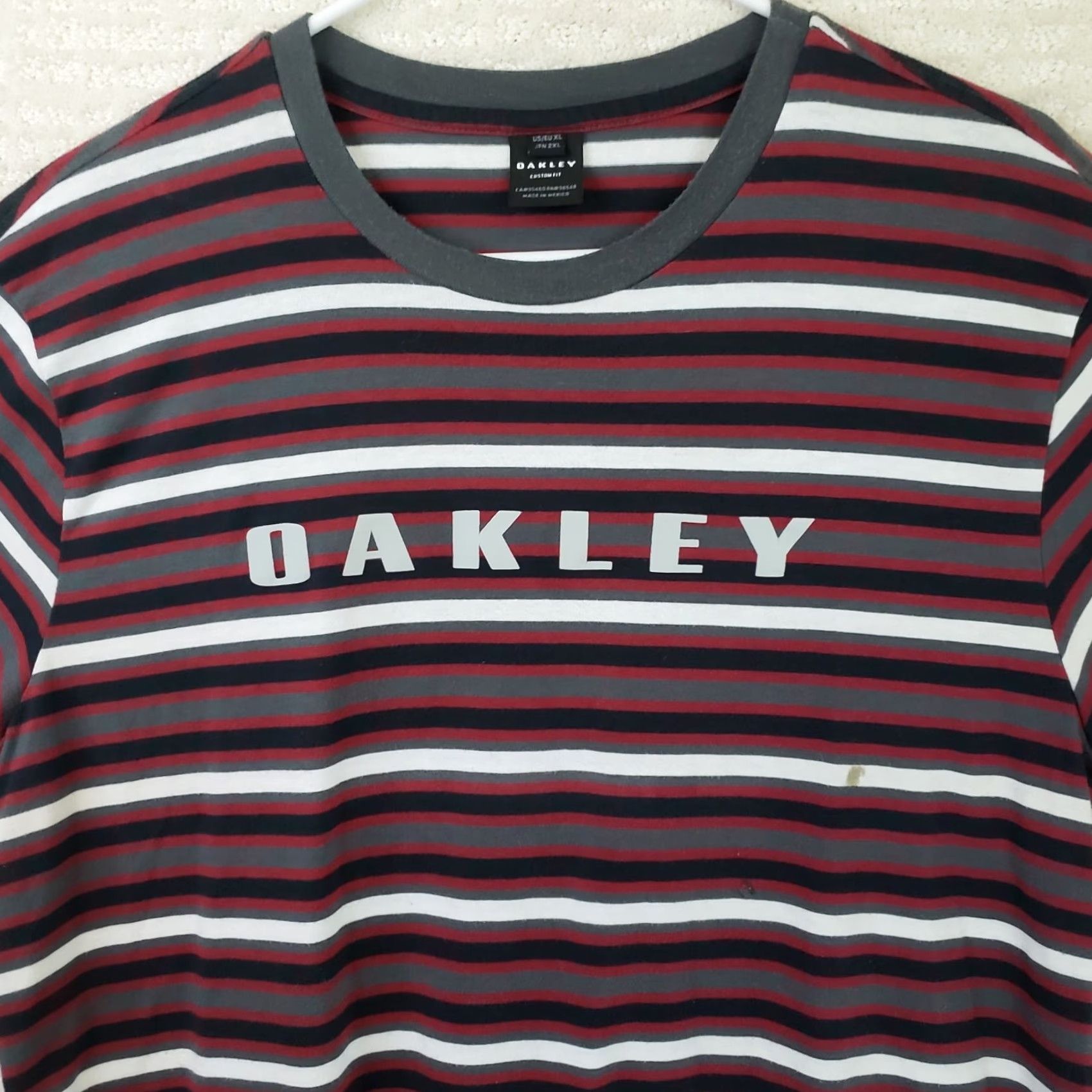 Oakley Oakley Mens XL T-Shirt Striped Crewneck Red, Black, White Multicolor Oakley Markings Summer Tee Men XL Size US XL / EU 56 / 4 - 3 Thumbnail