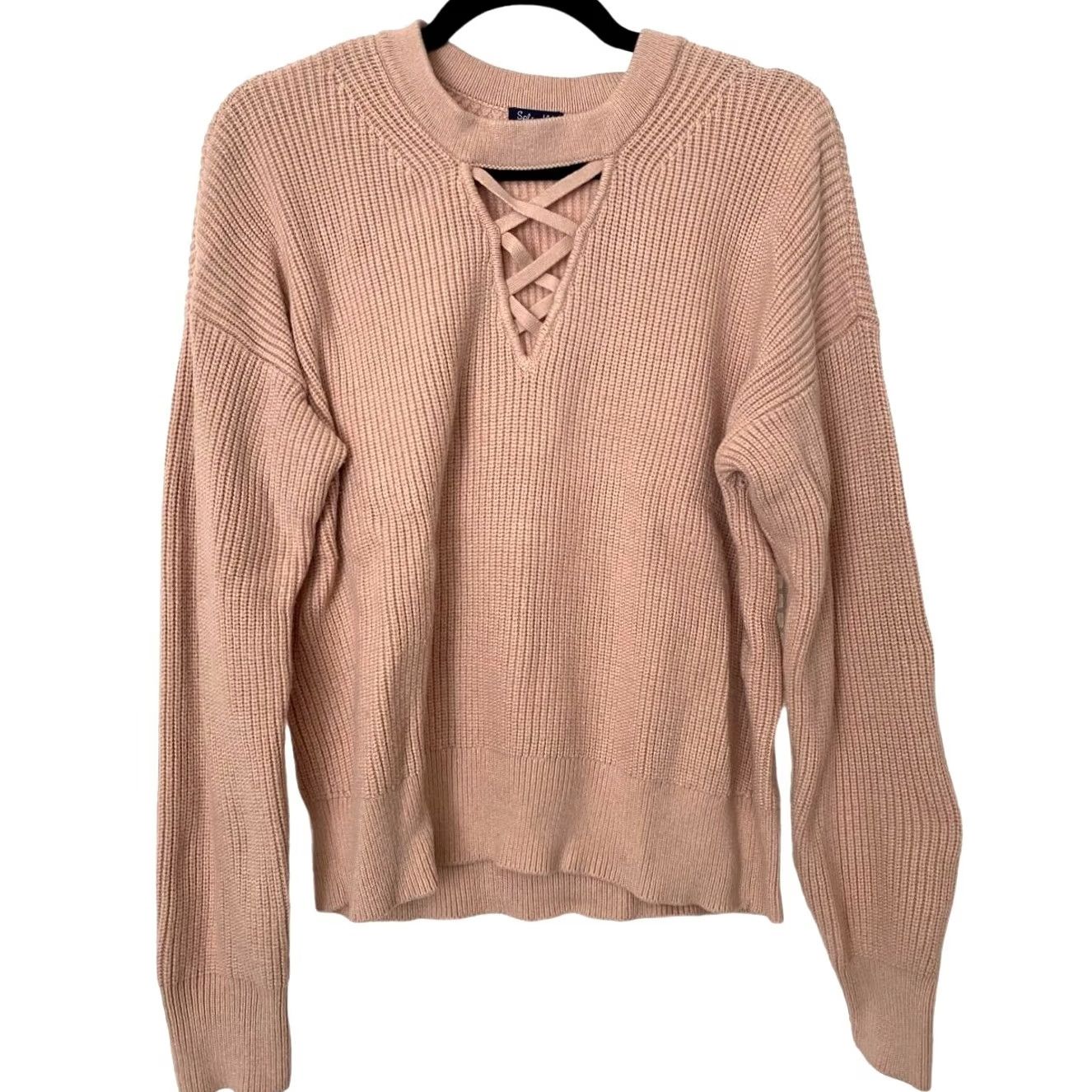 Splendid NWOT Splendid Pink CrissCross Knit Chunky Cozy LongSleeve Pullover Sweater XL Womens Size XL / US 12-14 / IT 48-50 - 2 Thumbnail