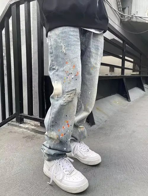 VIBE Vintage washed spattered graffiti dot rare jeans Size US 32 / EU 48 - 2 Thumbnail