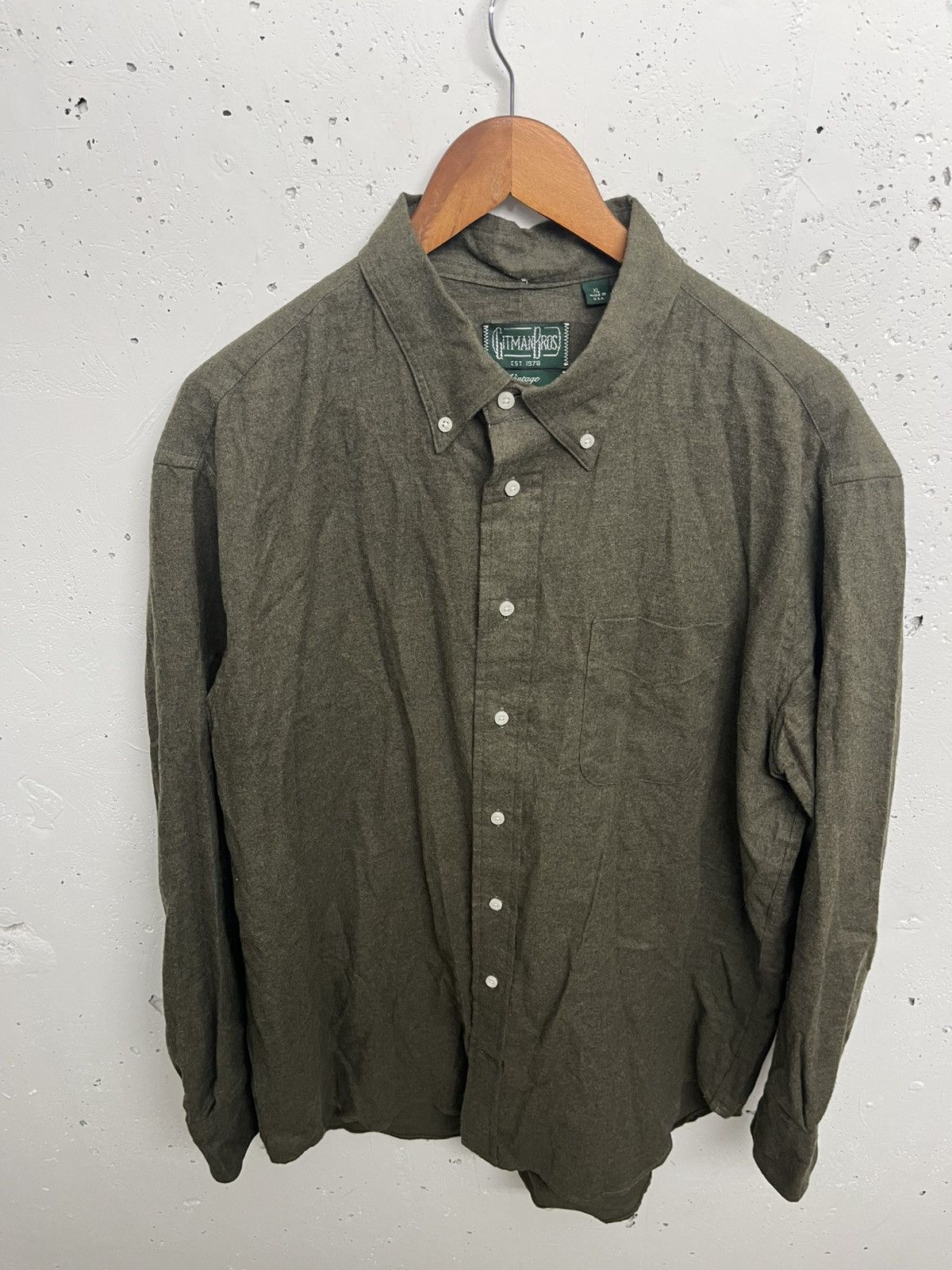 Gitman Bros. Vintage Gitman vintage olive flannel shirt Size US XL / EU 56 / 4 - 1 Thumbnail