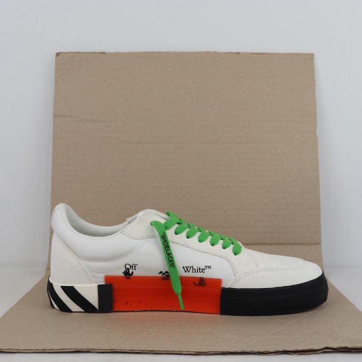Off-White o1rshd1 Low Vulcanized Suede/Canva Sneakers in White Green Size US 7 / EU 40 - 6 Thumbnail