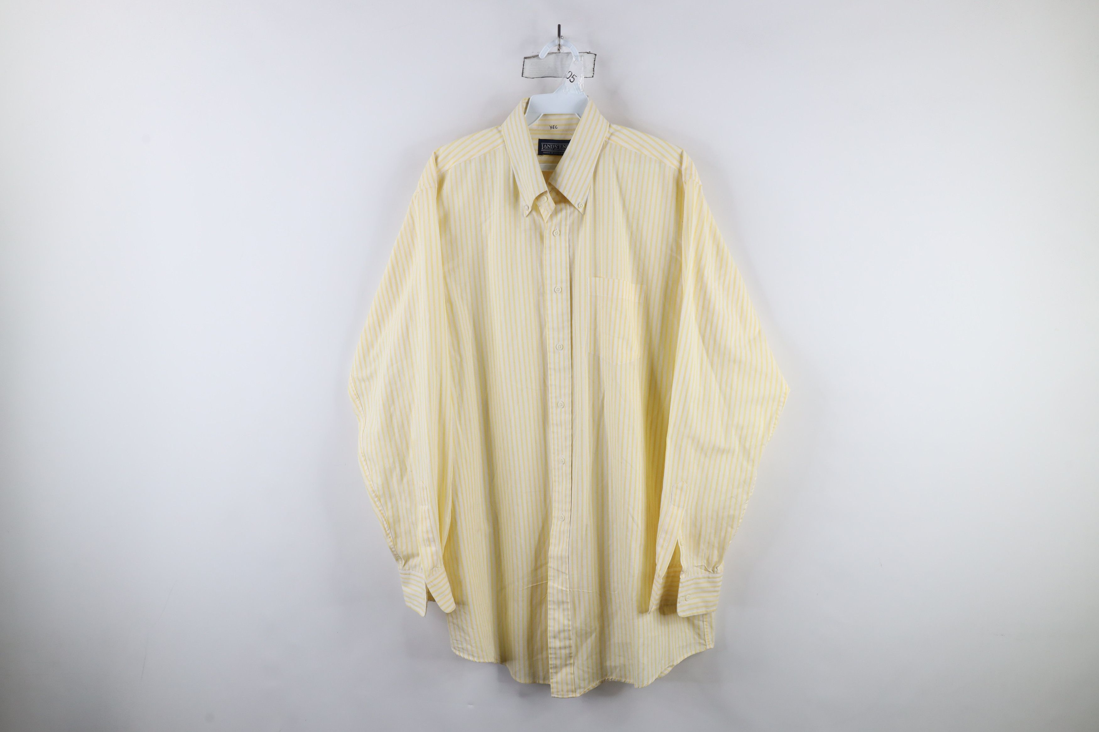 Lands' End × Vintage Vintage 90s Lands End Collared Button Down Shirt Yellow Size US M / EU 48-50 / 2 - 1 Thumbnail