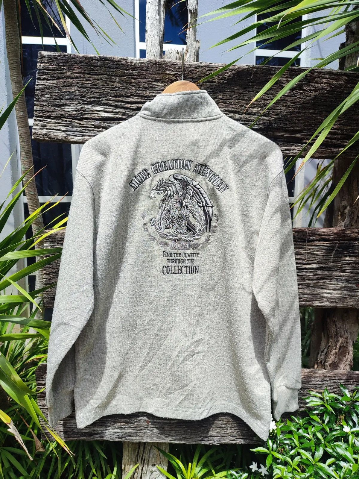 MCM Vintage MCM Embroidered Quarter-Zip – Dragon Crest Logo Size US M / EU 48-50 / 2 - 1 Thumbnail