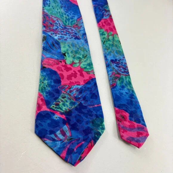 Brioni Brioni Blue / Pink Abstract Men's Tie 4" x 60" Size ONE SIZE - 2 Thumbnail