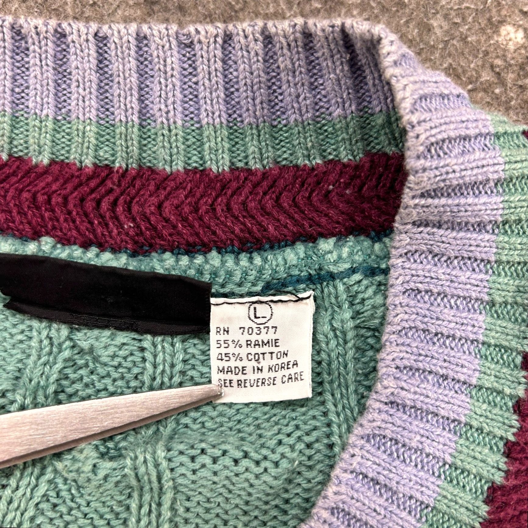 Cos VINTAGE COSI Sweater Womens L Green Pullover Cable Knit V Neck 90s Fall Winter Spring Casual Womens Size L / US 10 / IT 46 - 4 Thumbnail