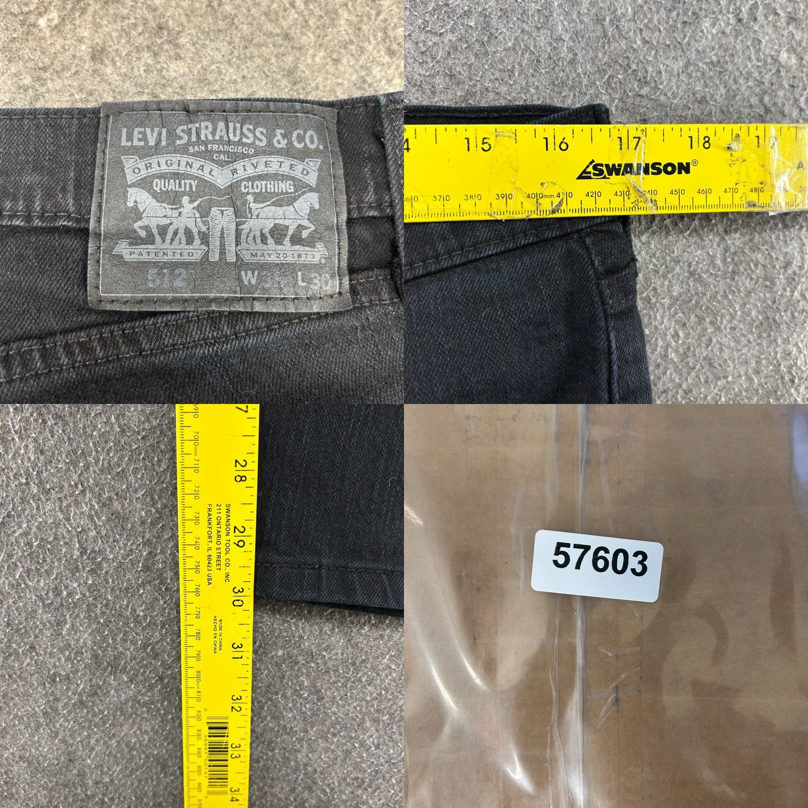 Levi's Levi's 512 Jeans Mens 33x30 Black Slim Straight Denim Cotton 5-Pocket Leg Regular Size Type Jeans Womens? Size US 33 - 8 Thumbnail