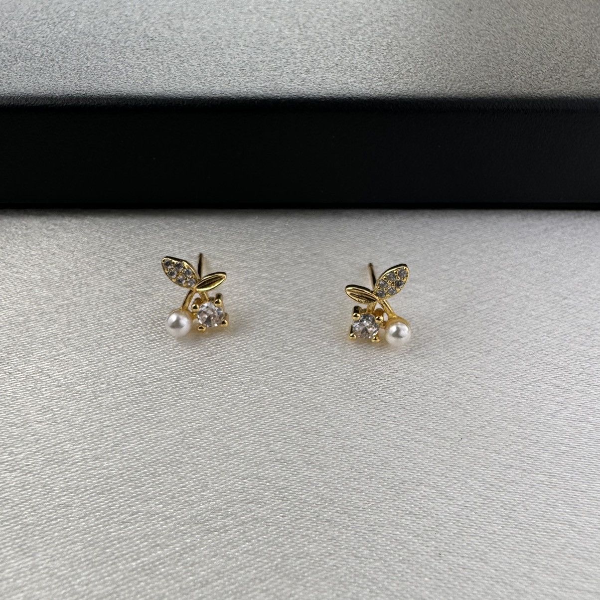 Designer Small CZ Cherry Stud Earrings for Women Size ONE SIZE - 1 Thumbnail