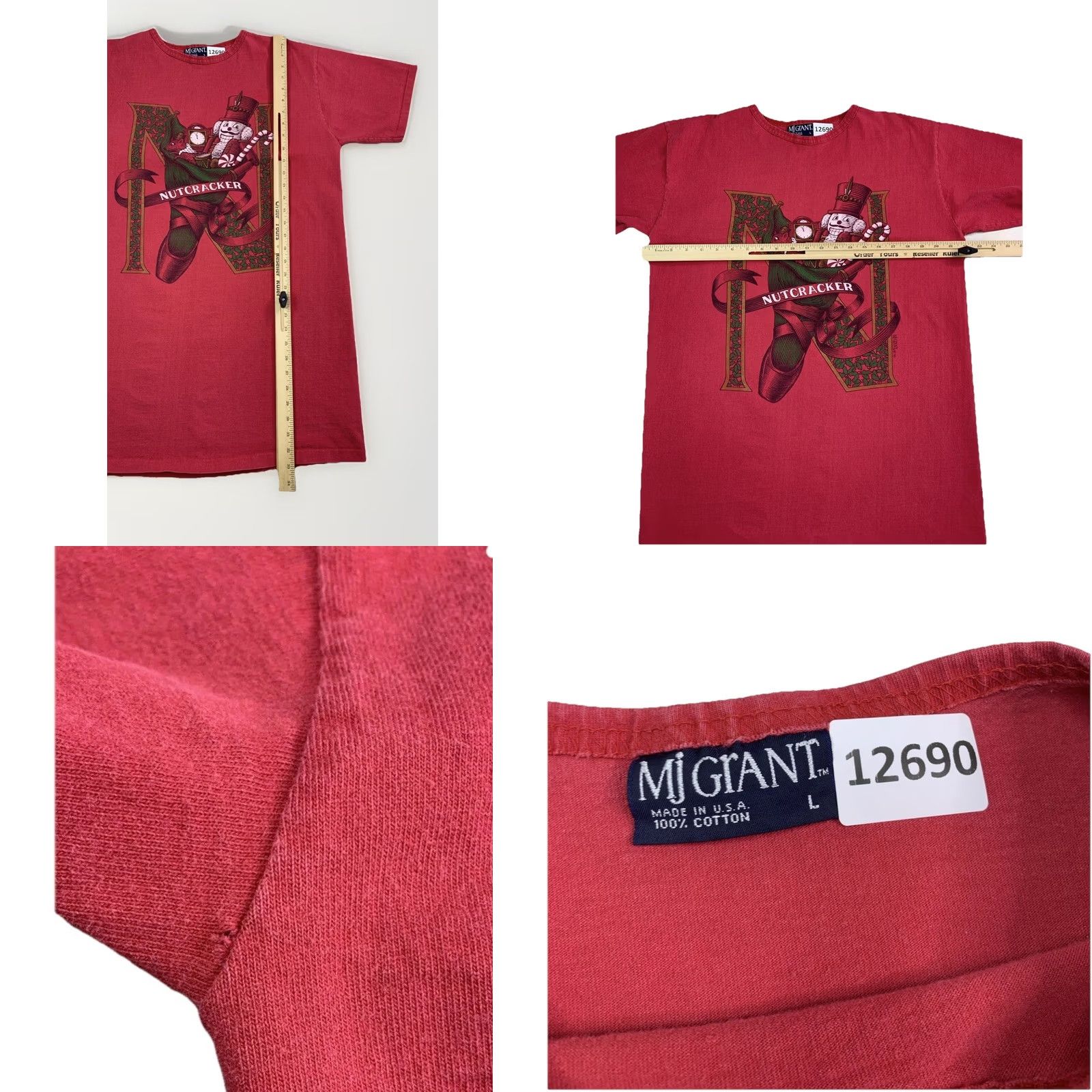 Vintage VINTAGE 1993 MJ Grant Nutcracker Nightshirt Red Womens Christmas Ballet Slipper Short Sleeve Round Neck Cotton L Size L / US 10 / IT 46 - 8 Thumbnail