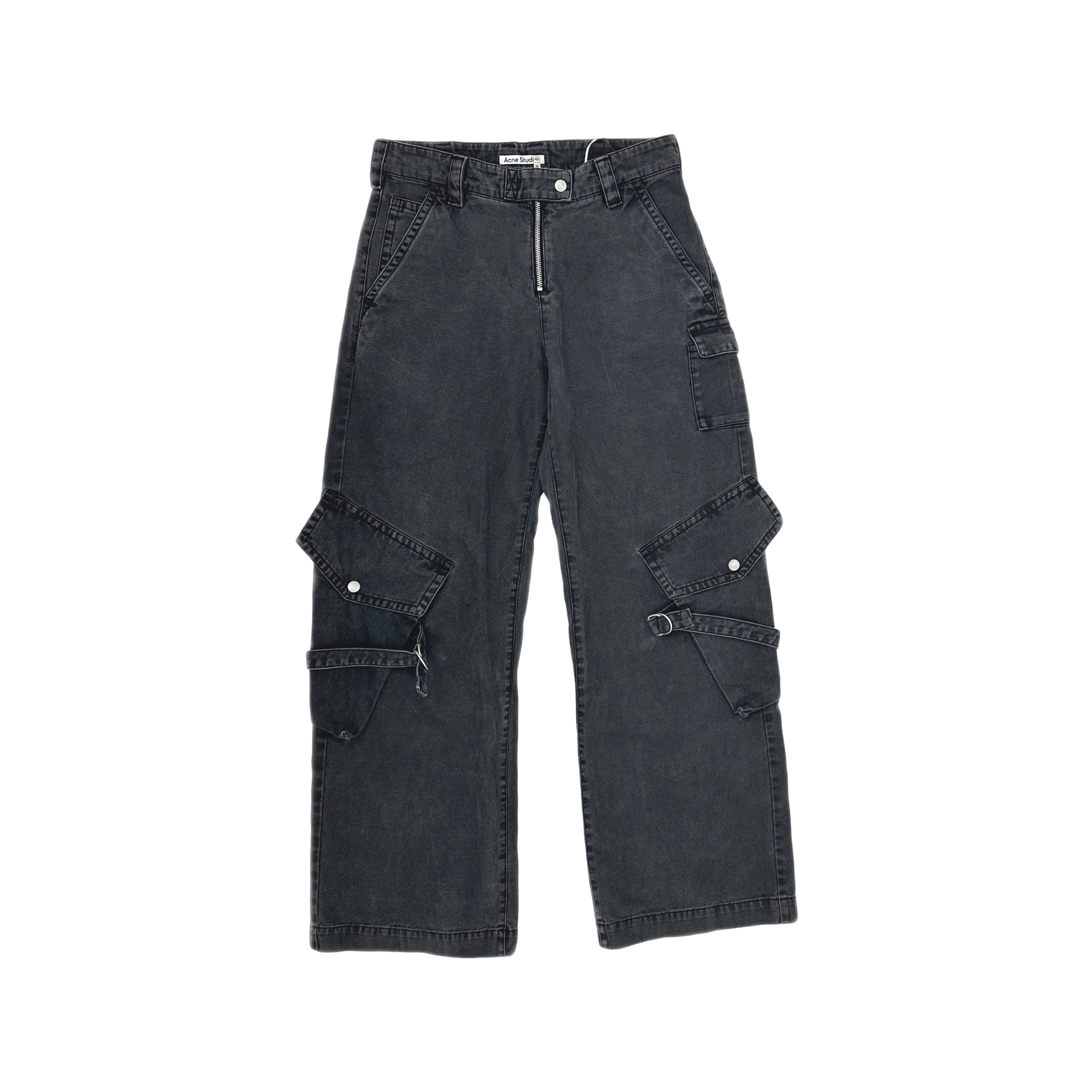 Acne Studios Acne Studios Washed Black Cargo Denim Pants FR 36 Size 26" / US 2 / IT 38 - 1 Thumbnail