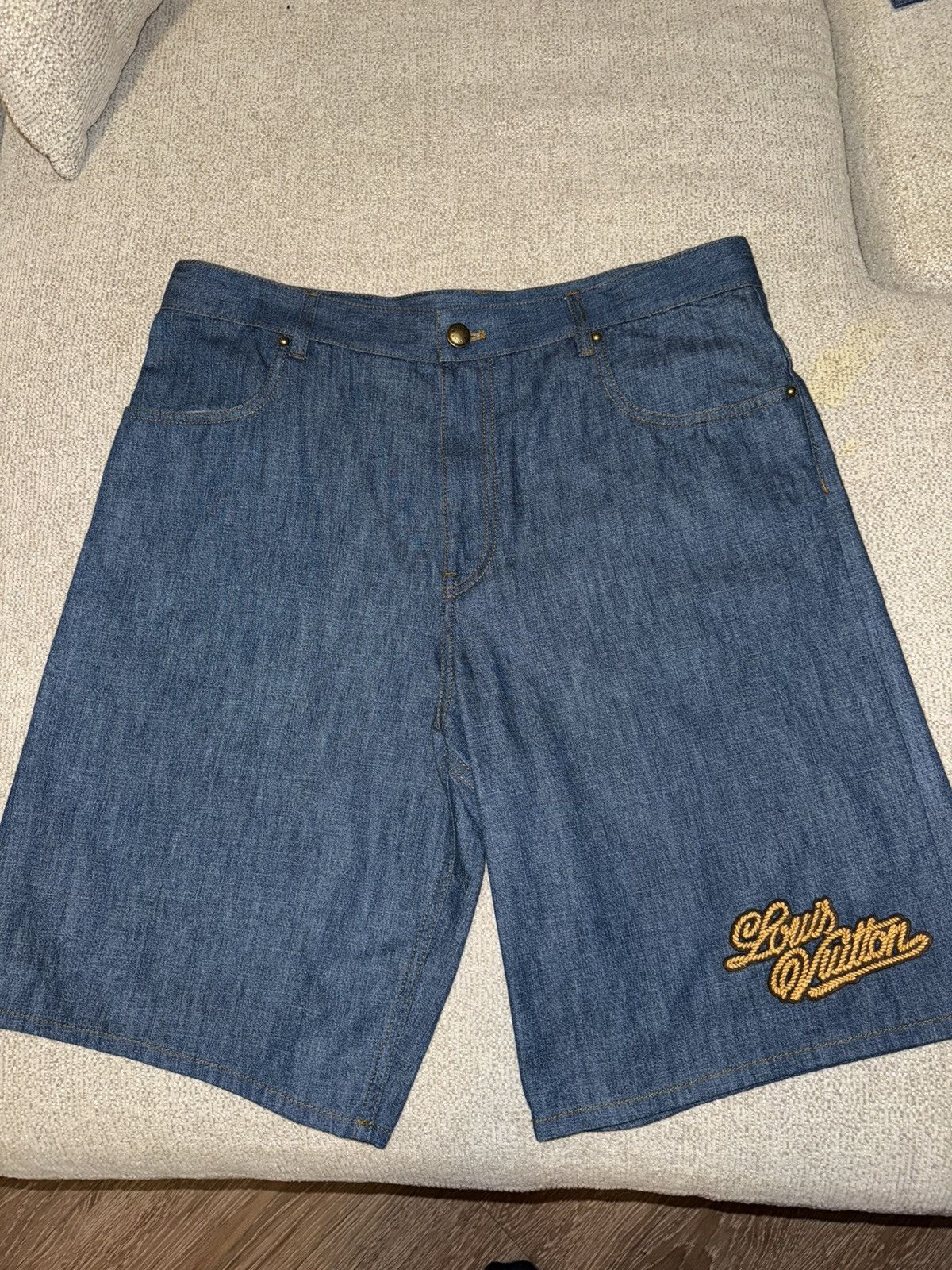 Louis Vuitton LOUIS VUITTON -COTTON CHAMBRAY ROPE LOGO SHORTS "INDIGO" Size US 34 / EU 50 - 2 Thumbnail