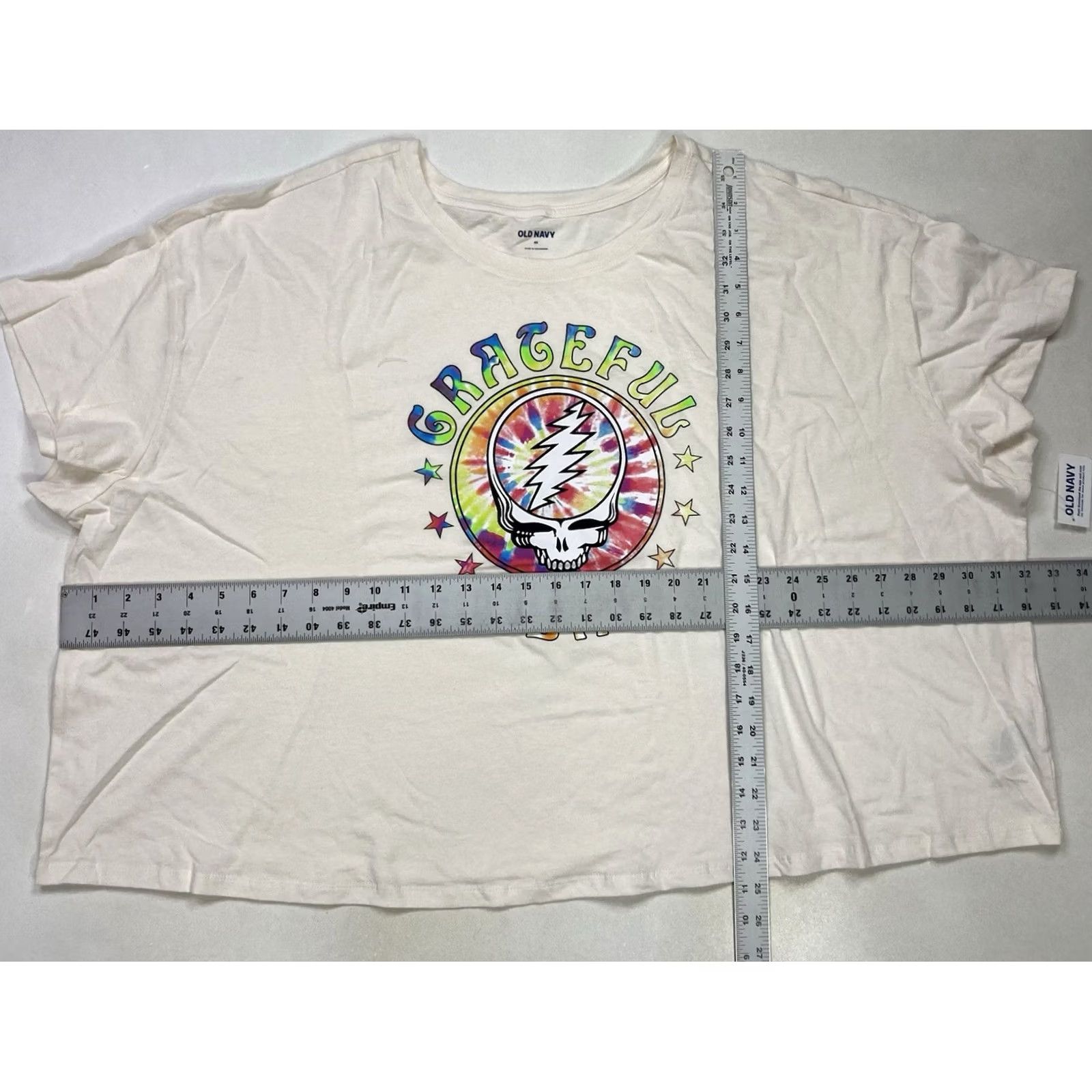 Old Navy VINTAGE Grateful Dead Logo T-shirt Women 4X Ivory Short Sleeve Music Size XXL / US 16-18 / IT 52-54 - 6 Thumbnail
