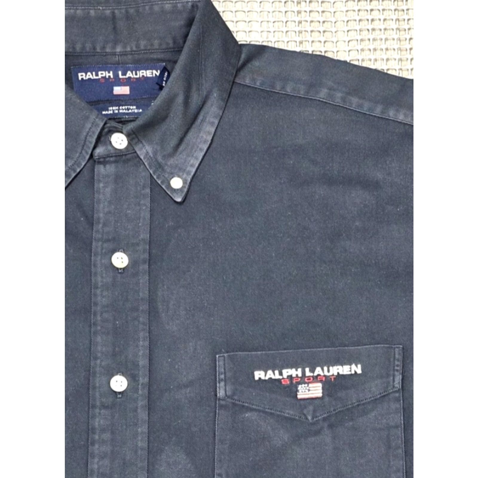 Polo Ralph Lauren VINTAGE Ralph Lauren Sport Button-Up Shirt 90s Blue Polo Twill Heavyweight Logo Embroidered 100% Cotton L Mens Size US L / EU 52-54 / 3 - 3 Thumbnail