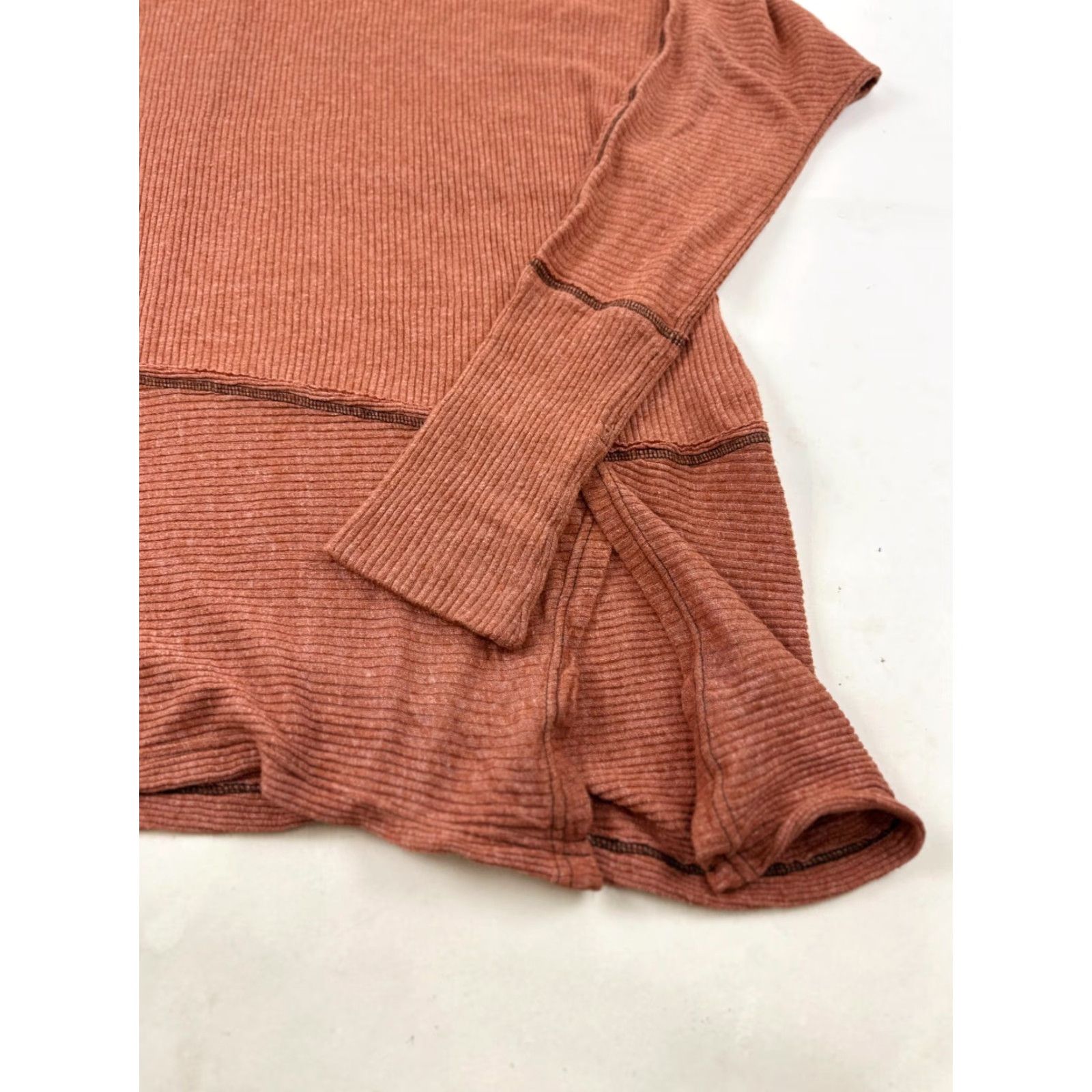 Free People Free People Shirt Womens Large Brown Ribbed Long Sleeve Londontown We The Free Size L / US 10 / IT 46 - 3 Thumbnail