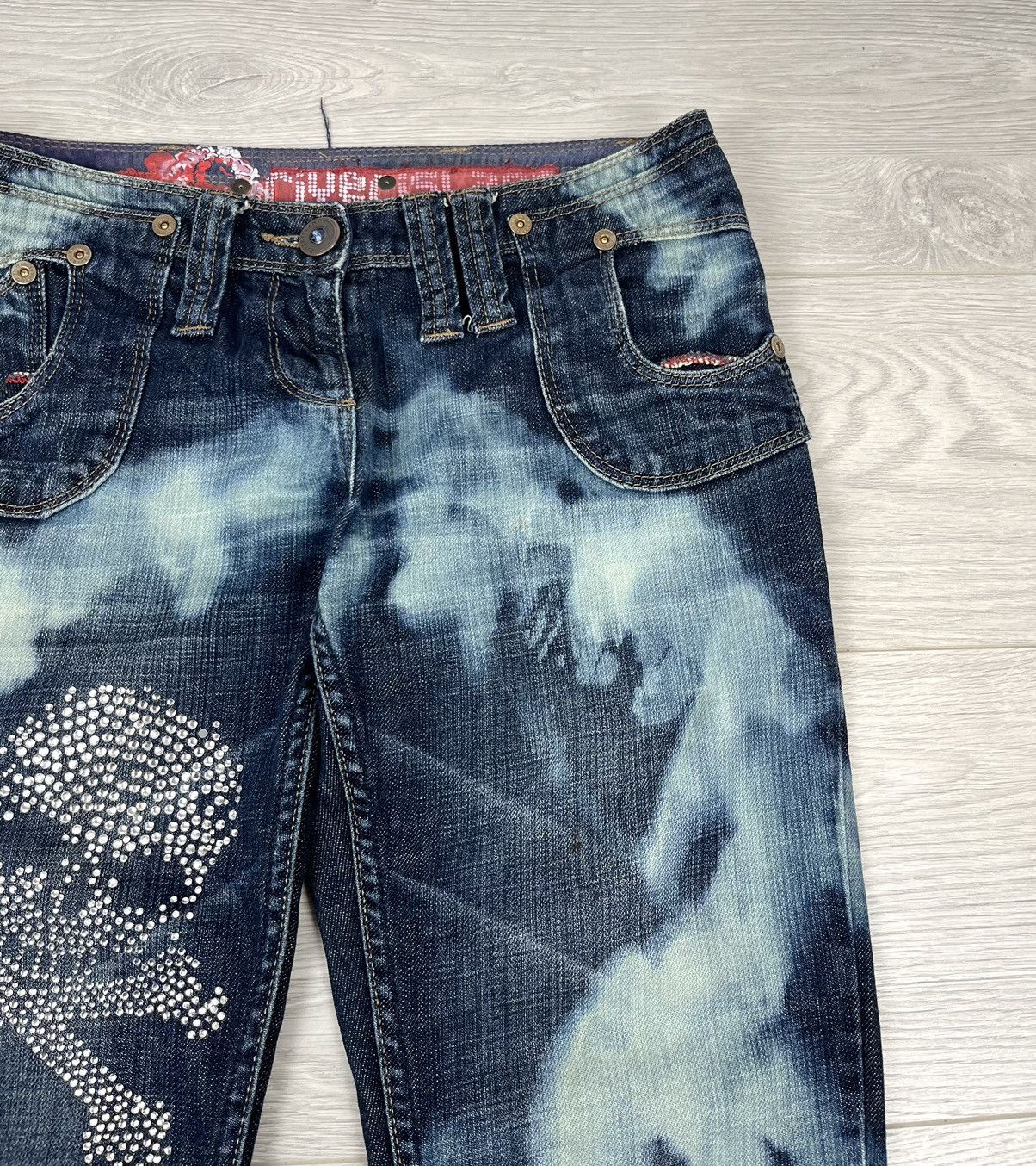 Japanese Brand Y2K Japanese Skull Vintage Flare Low Denim Pants Size 32" / US 10 / IT 46 - 5 Thumbnail