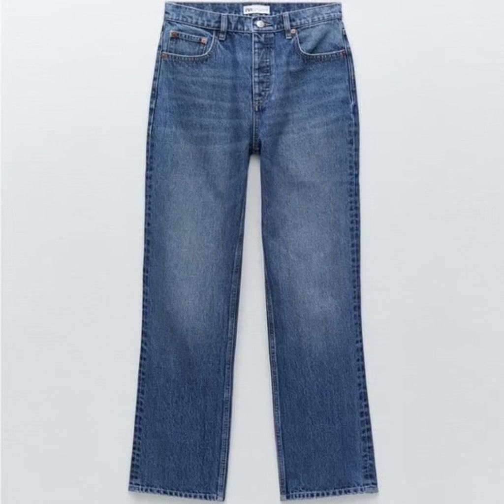 Zara Zara High Rise Straight Medium Distressed Jeans Size 4 Size 27" / US 4 / IT 40 - 2 Thumbnail