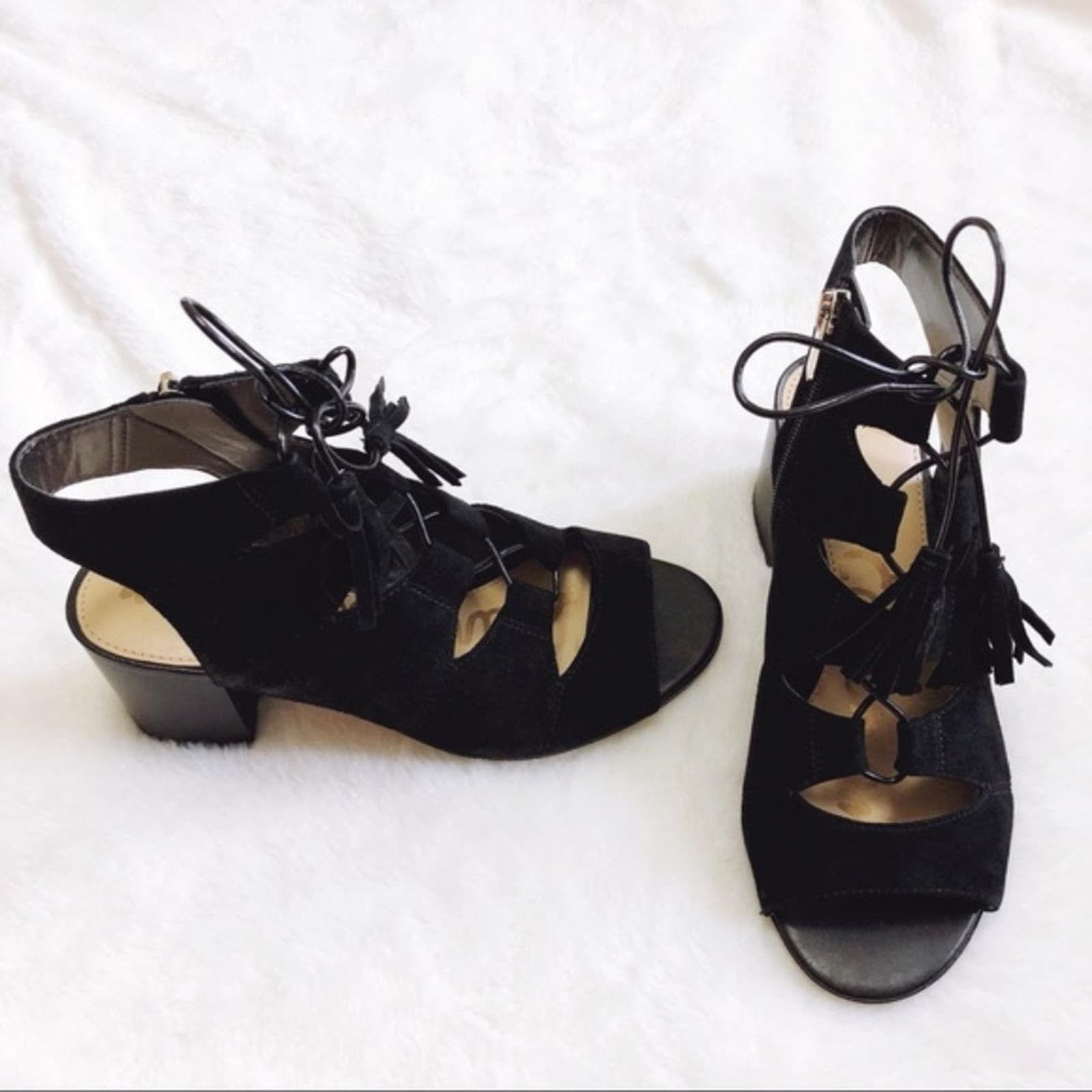 Other Sam Edelman Black Suede Sarabeth Heels with Side Zipper Size US 7 / IT 37 - 3 Thumbnail