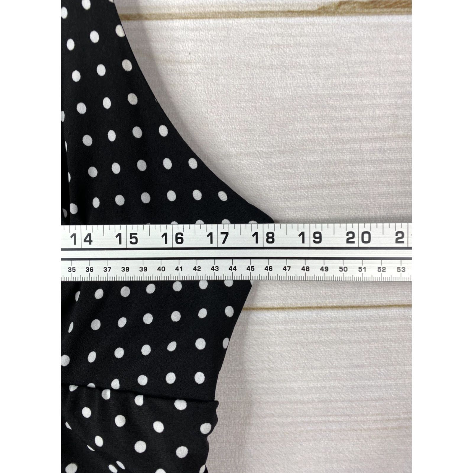 Vintage Ronni Nicole Dress Womens 16 Black Polka Dot V Neck Flowy Stretch Midi Ladies Sö Size XXL / US 16-18 / IT 52-54 - 5 Thumbnail