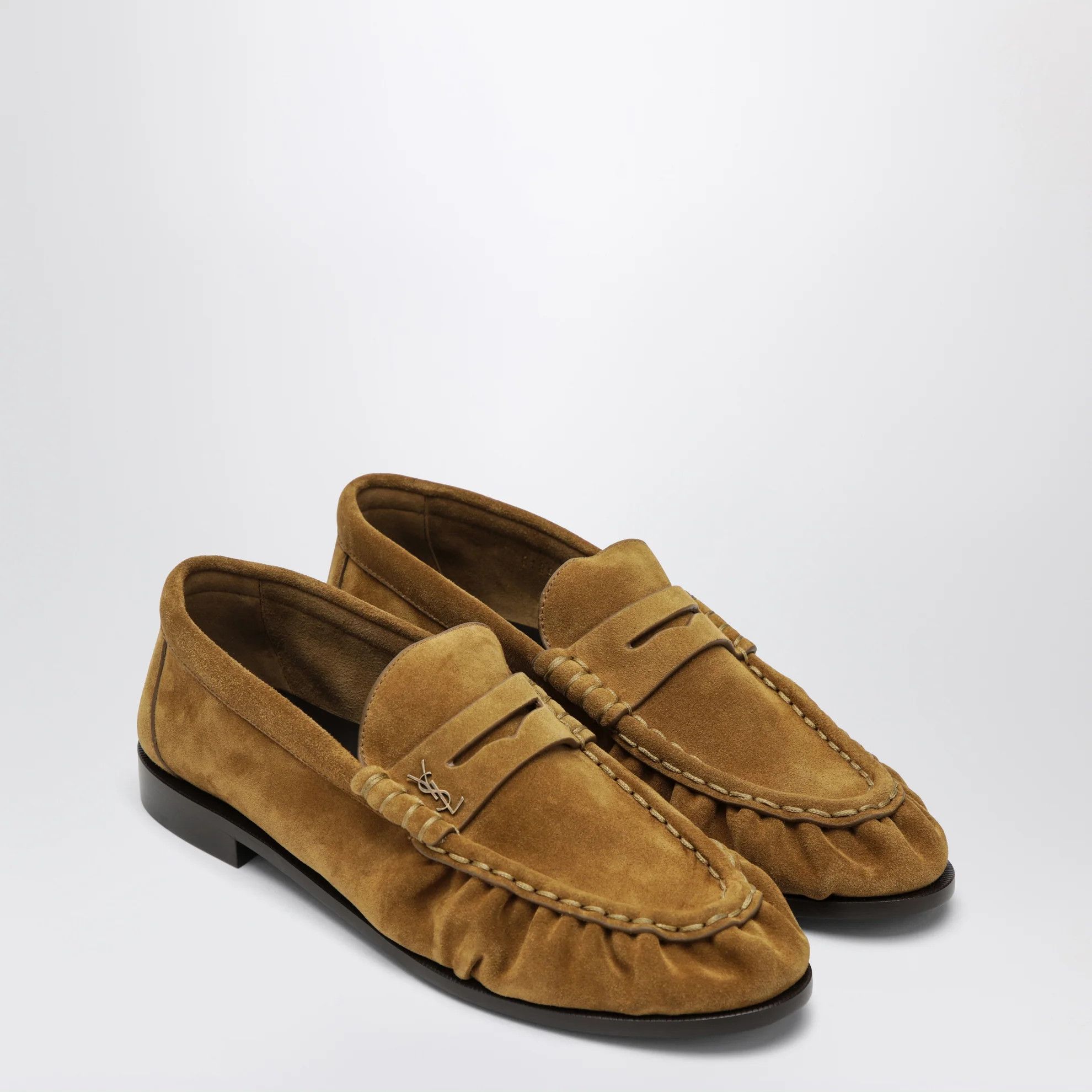 Saint Laurent Paris o1d2blof0526 Suede Loafer Moccasins in Beige Size US 10 / IT 40 - 2 Thumbnail